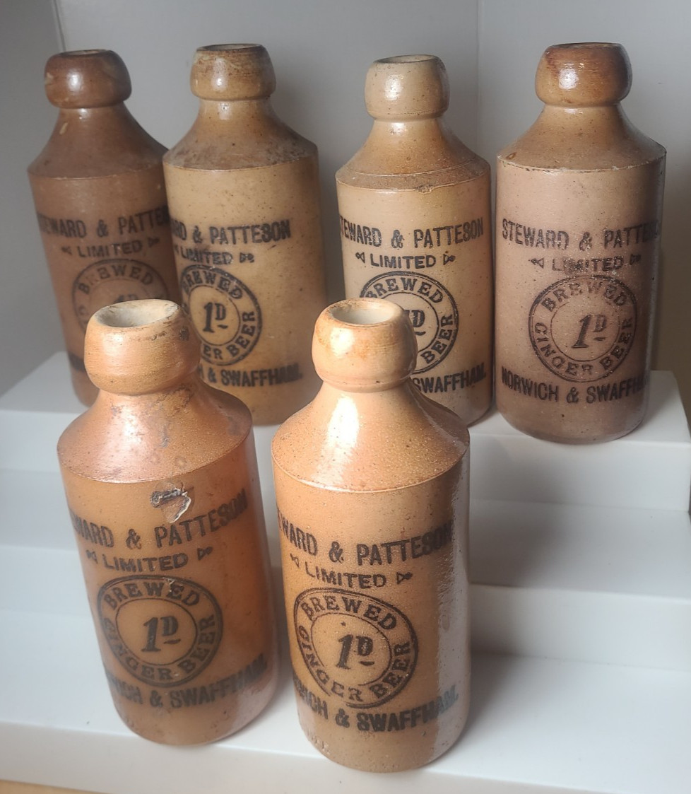Antique ENGLISH Vintage Stoneware CORK TOP   1 to 6  Ginger Beer Bottles LOT S