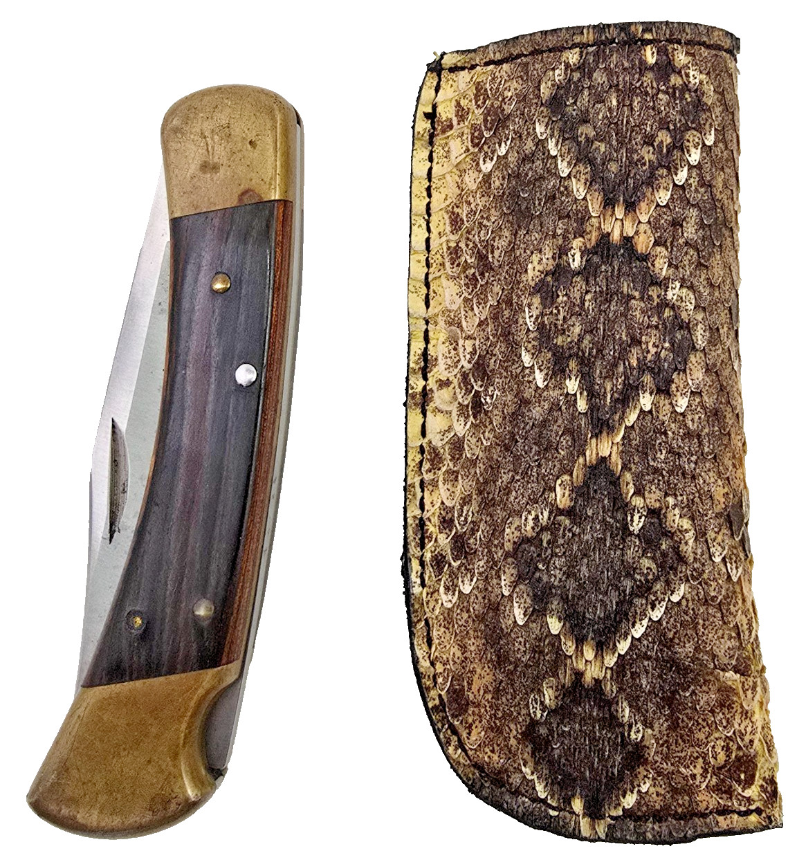 Buck 110 Leather Sheath Eastern Rattlesnake skin knife Case 6265 Handmade