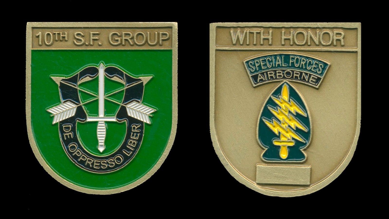 Challenge Coin - US Army 10th SFG Special Forces Group flash shape