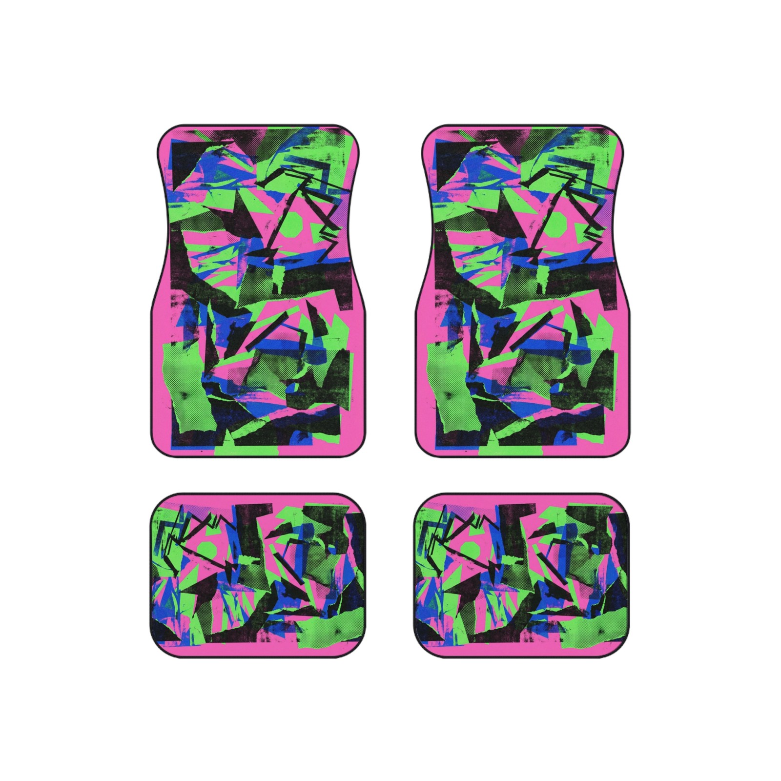 90's Neon Abstract Collage Car Floor Mats | Retro Arcade Style Pattern
