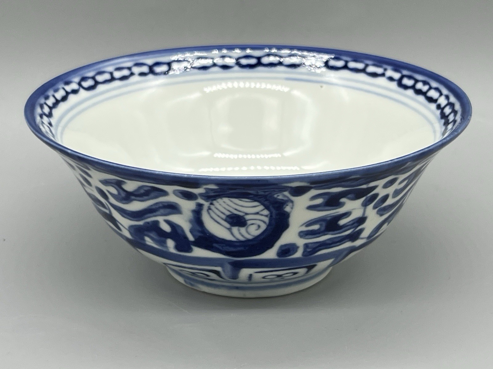 VTG Chinese Blue Hand Painted Porcelain 5” Diameter Bowl