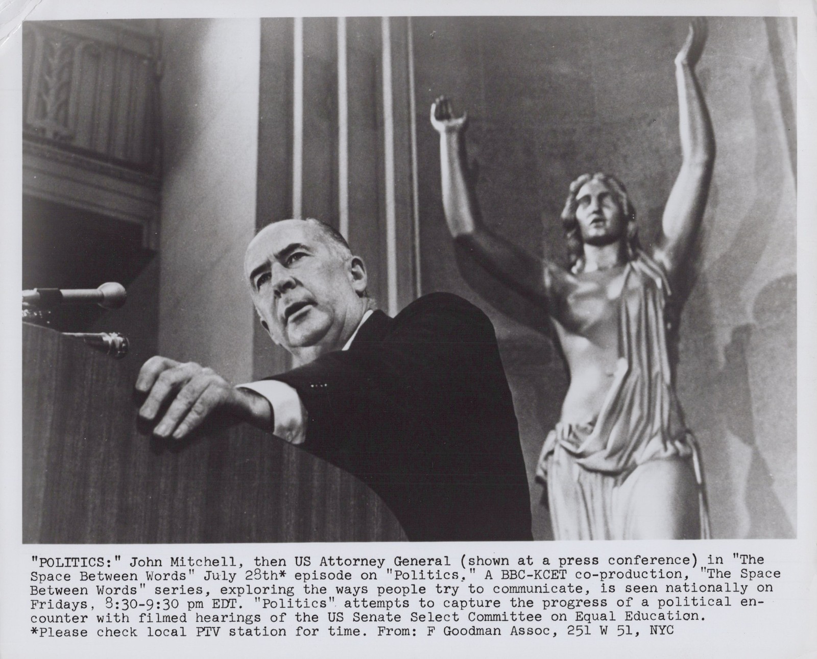 John Mitchell Washington PBS Politics 1970 - Original Press Photo