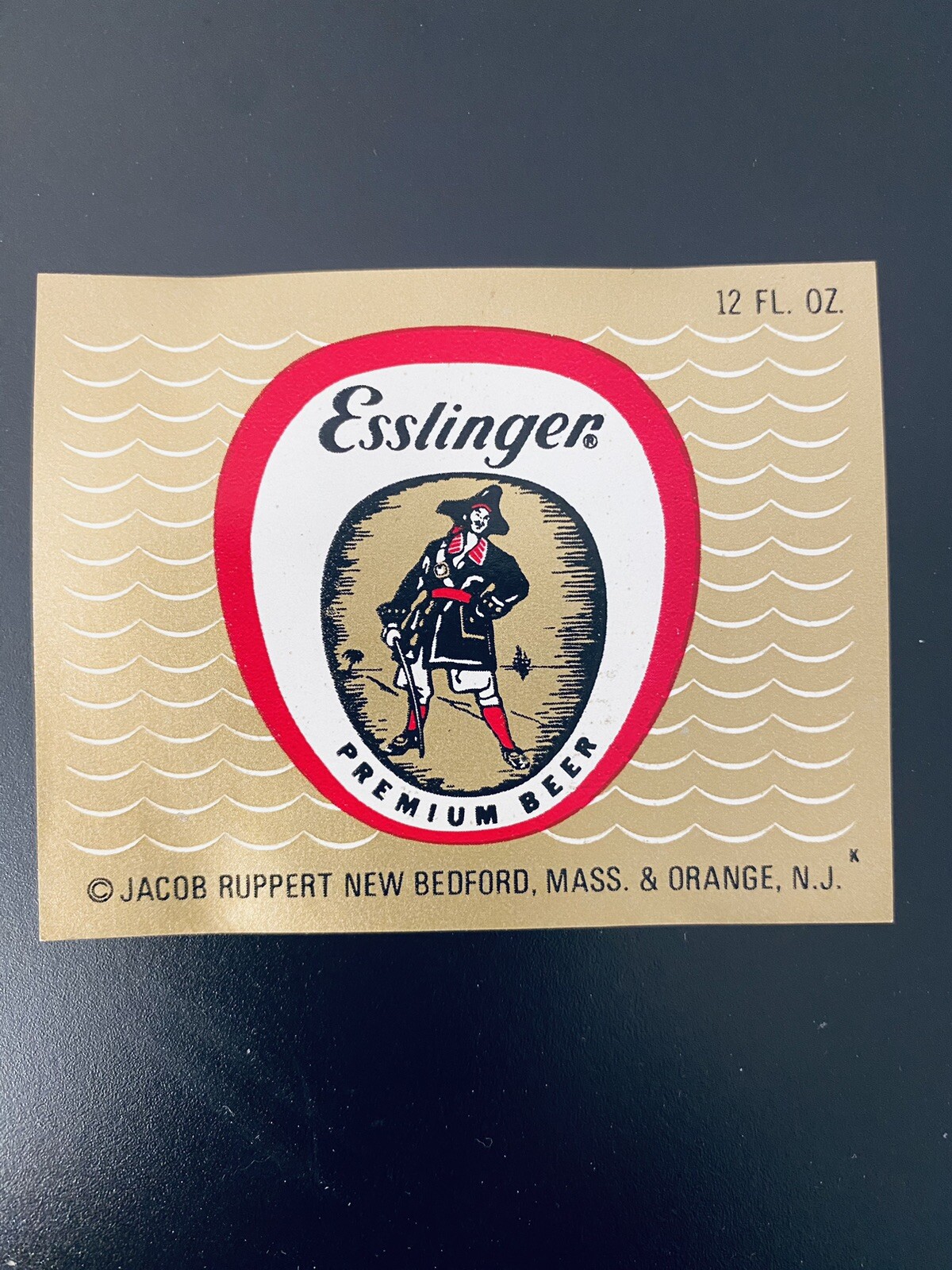 Vintage 1960's Esslinger Premium Jacob Ruppert NY Orange NJ  MA Beer Label