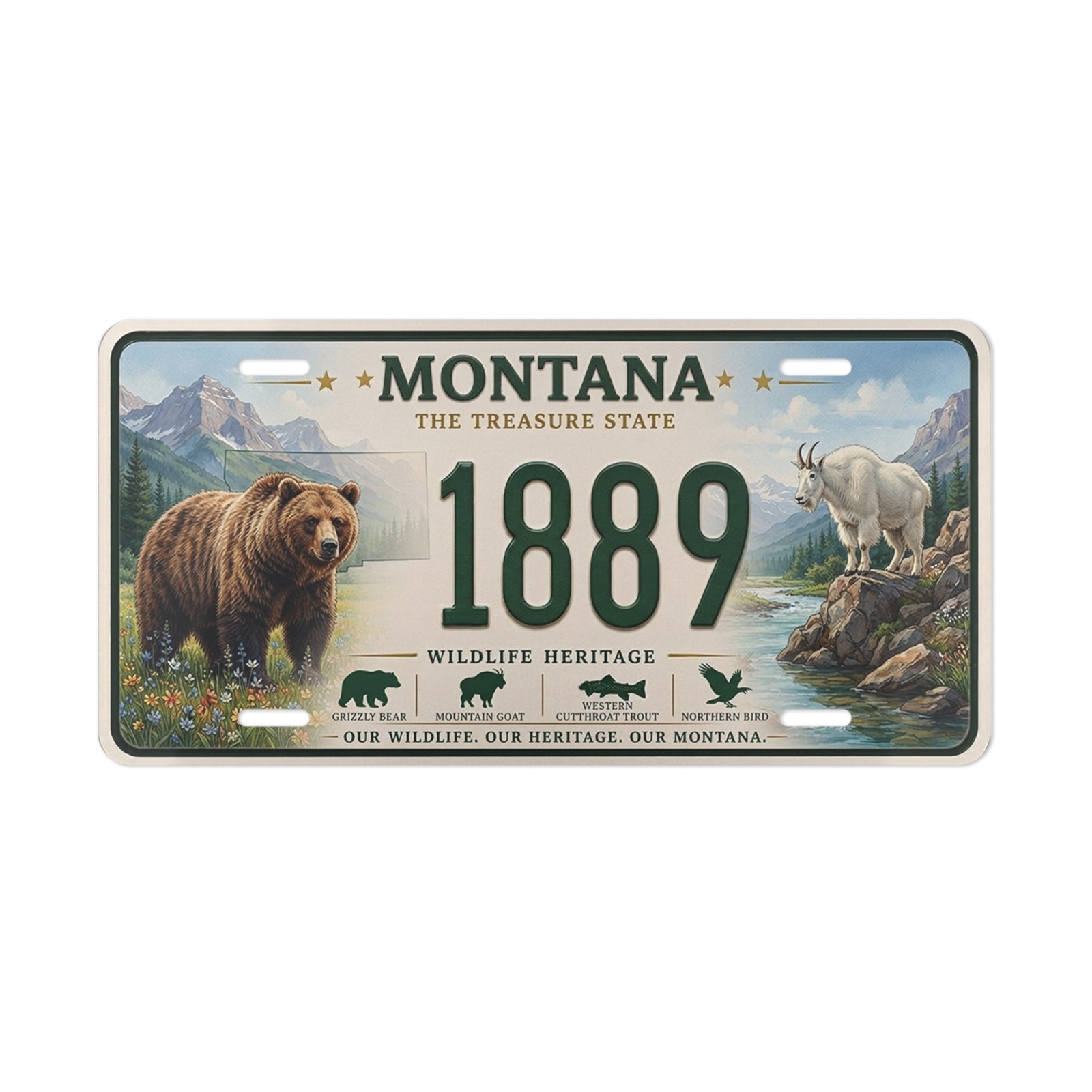 Montana Custom Wildlife License Plate Novelty Sign Mountain Goat Bear Art Montana Custom Wildlife License Plate Novelty Sign Mountain Goat Bear Art