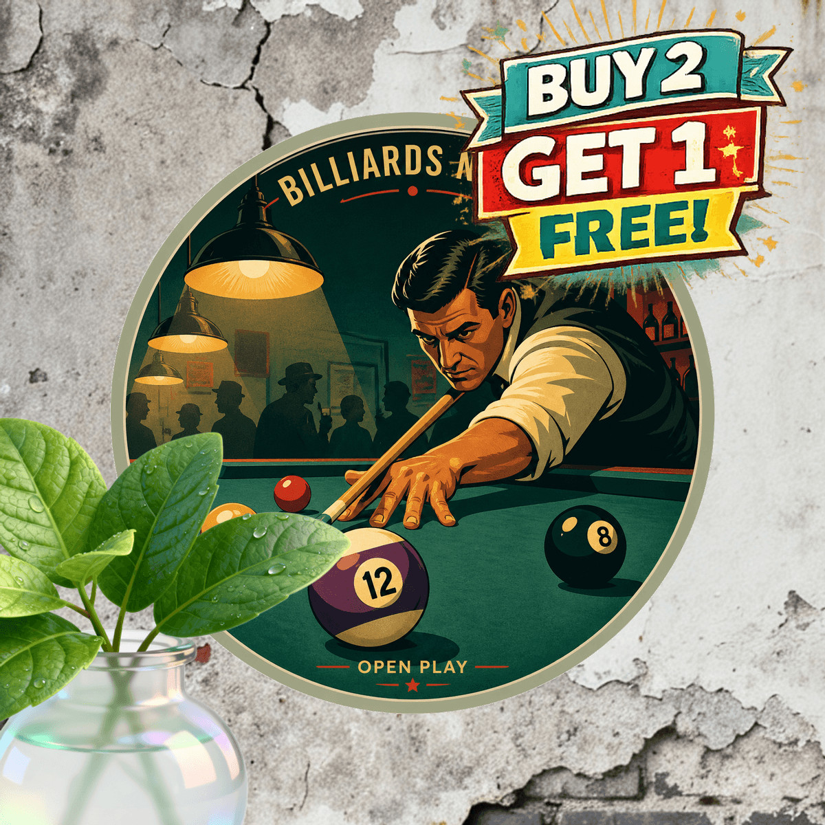 Retro Billiards Eight Ball Pool Hall Game Room Metal Tin Sign Decoration