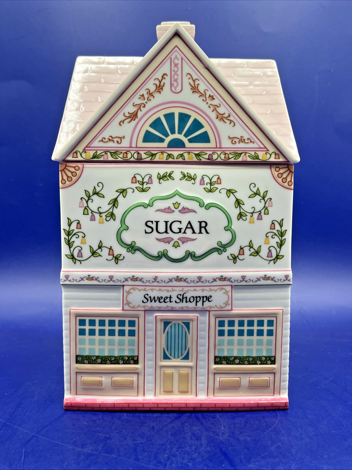 Vintage Lenox Village Sweet Shoppe SUGAR Canister with Lid 1990 - NO Chips Vintage Lenox Village Sweet Shoppe SUGAR Canister with Lid 1990 - NO Chips