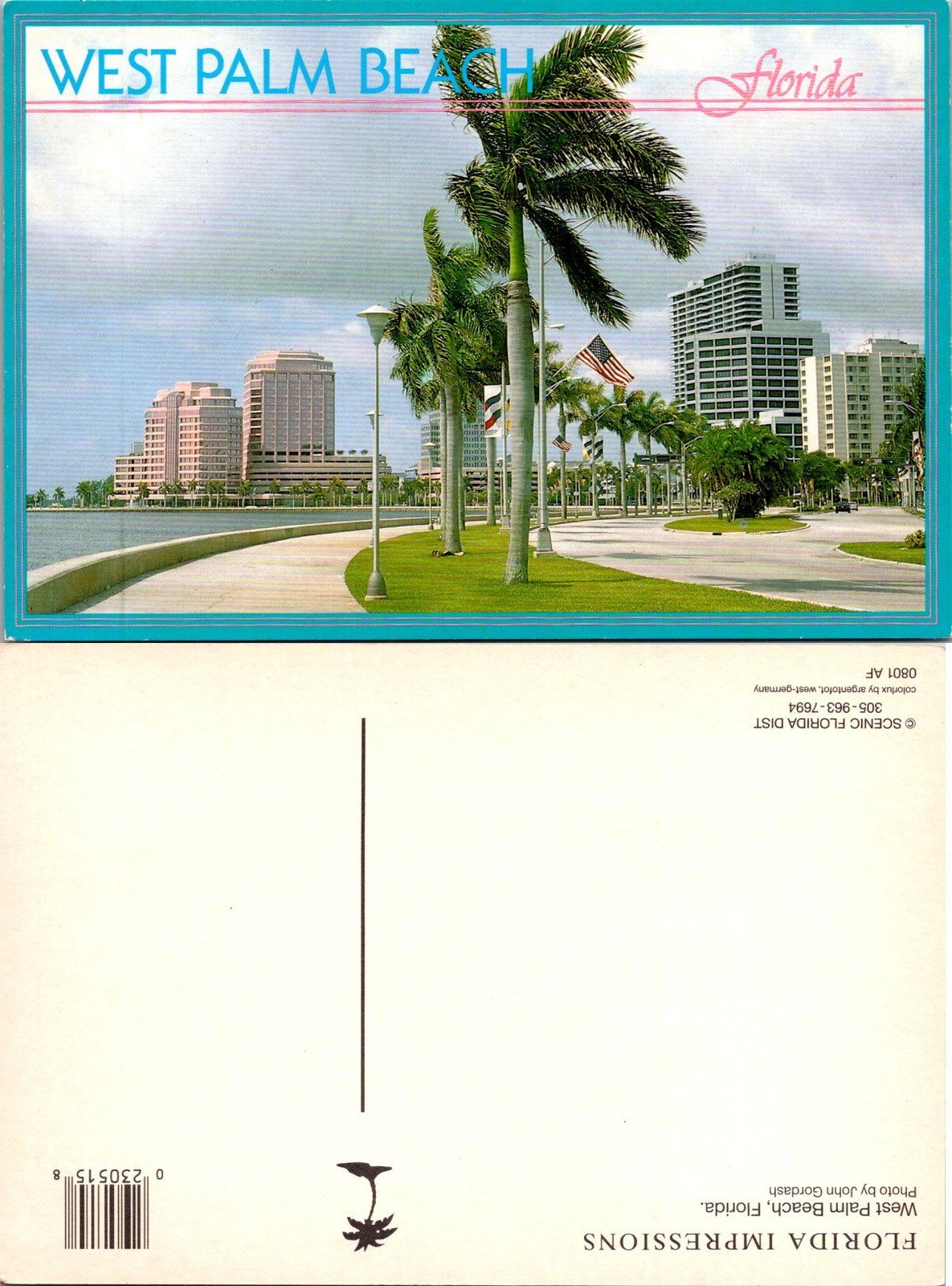 Vintage Palm Beach Florida Postcard Scenic West Palm Beach Impressions Unposted