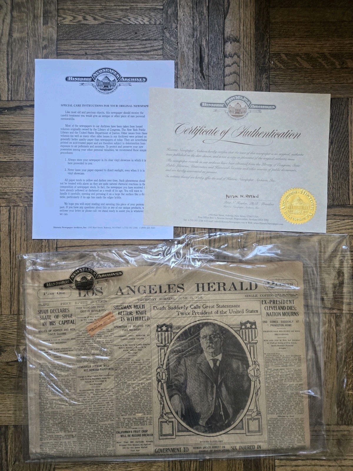 6/25/1908 Los Angeles Herald Newspaper Grover Cleveland Dies Original W/COA VG 6/25/1908 Los Angeles Herald Newspaper Grover Cleveland Dies Original W/COA VG