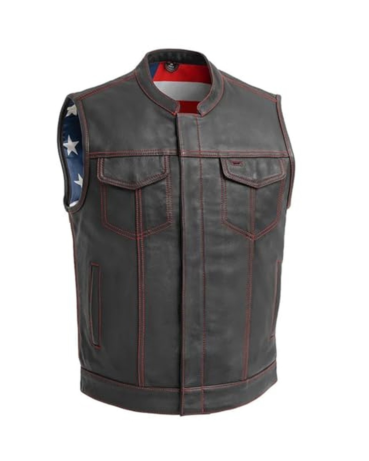 First Mfg Co - Born Free - Men's Motorcycle Biker Riding Black Leather Vest First Mfg Co - Born Free - Men's Motorcycle Biker Riding Black Leather Vest