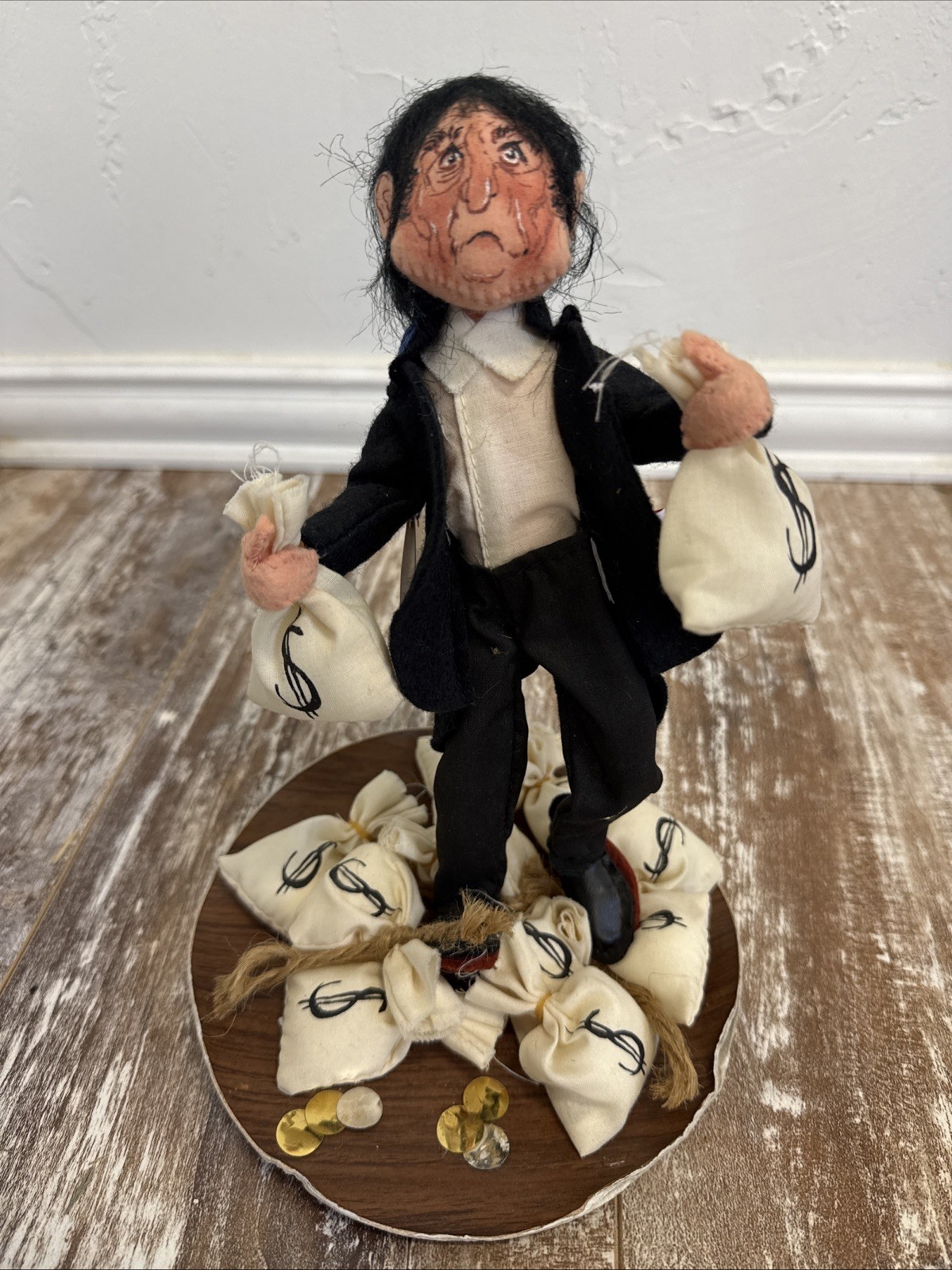 Annalee Dolls 1992 Dickens Christmas Eve Scrooge With Money Bags Vintage