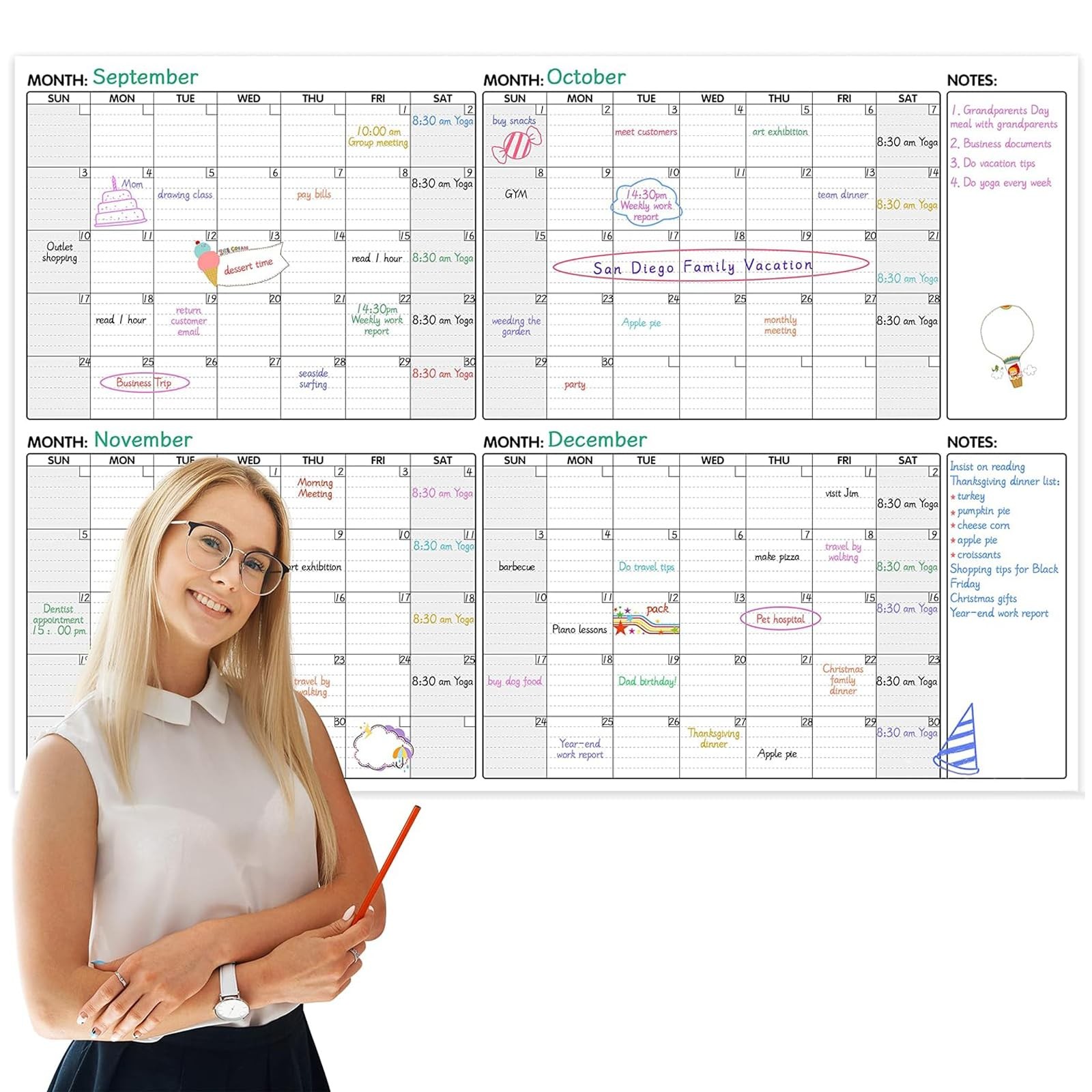 Large Dry Erase Calendar - 4 Months Undated Wall Calendar Dry Erase, 52\ Large Dry Erase Calendar - 4 Months Undated Wall Calendar Dry Erase, 52\
