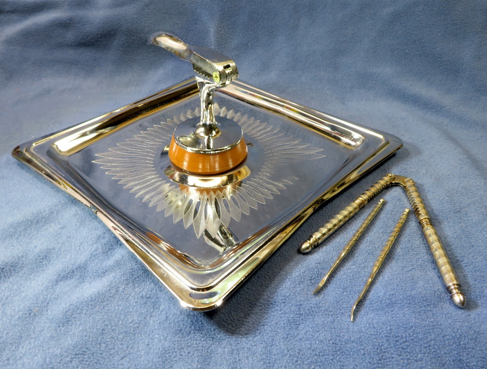 Vintage MCM Hellerware Chromium Nutcracker Tray HMO Vintage MCM Hellerware Chromium Nutcracker Tray HMO