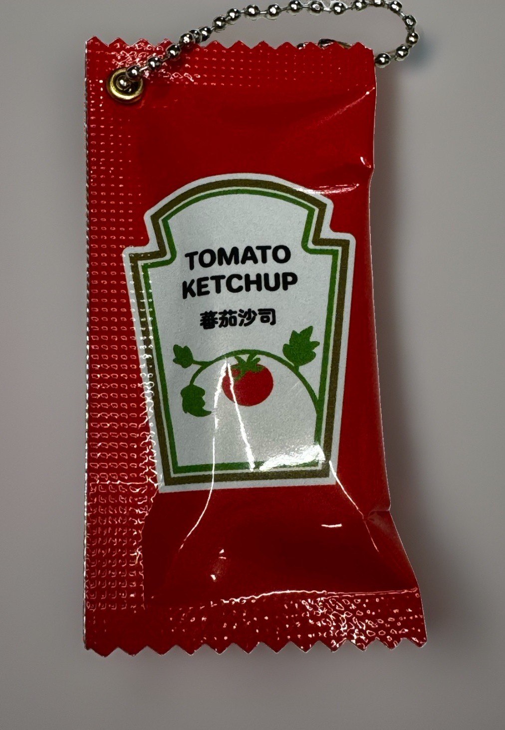 Trendy new novelty Ketchup Packet Keychain Bag Charm w/Ball Chain kawaii 