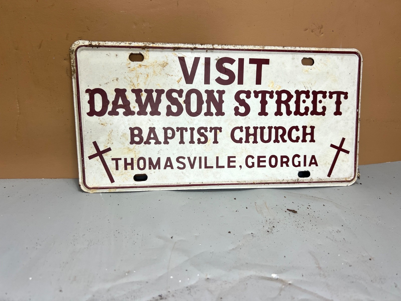 Vintage Visit Dawson Street Baptist Church Thomasville Georgia Vehicle Tag Vintage Visit Dawson Street Baptist Church Thomasville Georgia Vehicle Tag