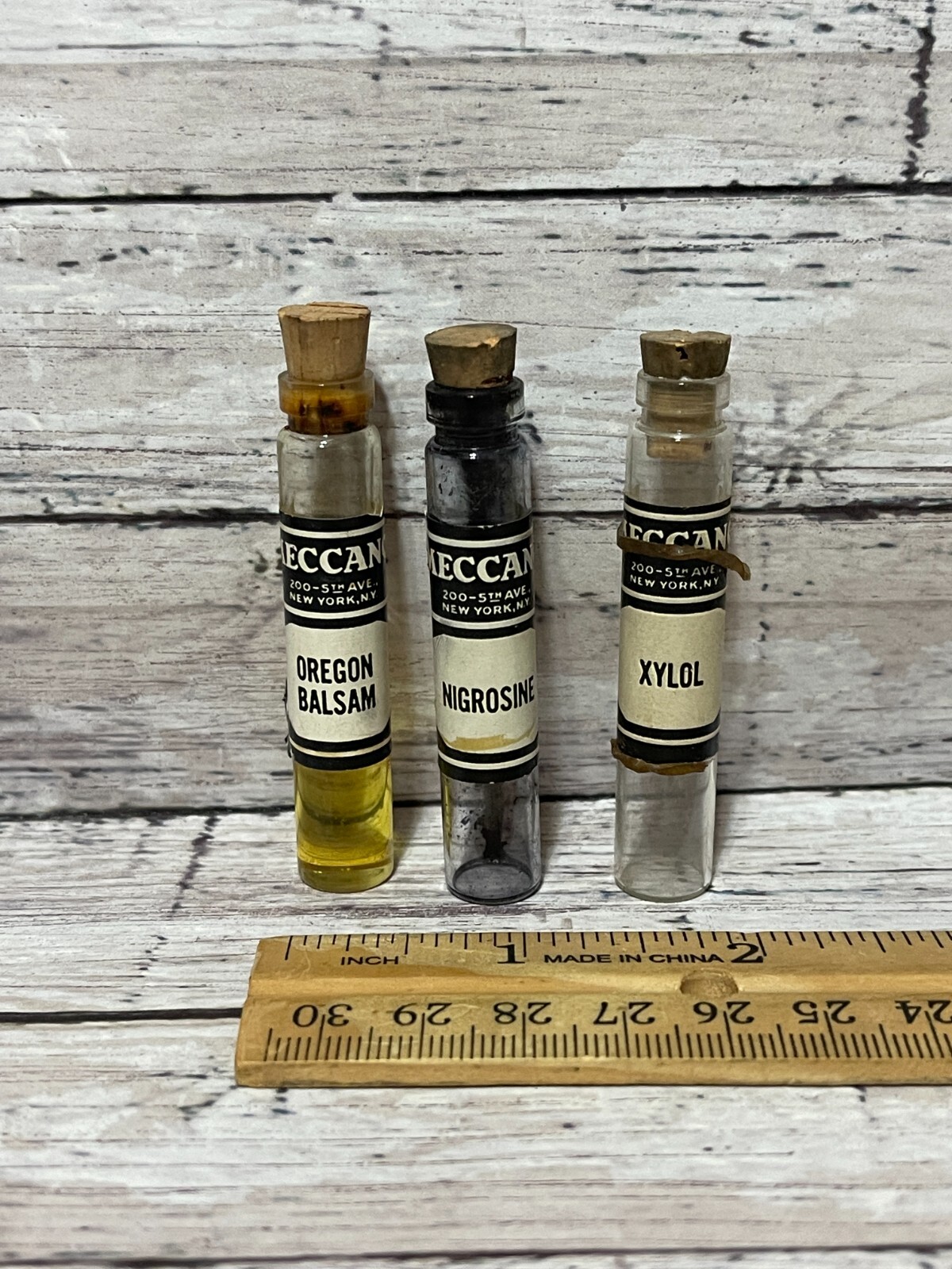 Vintage Meccano Microscope Set Parts - XYLOL, OREGON BALSAM, NIGROSINE Vintage Meccano Microscope Set Parts - XYLOL, OREGON BALSAM, NIGROSINE