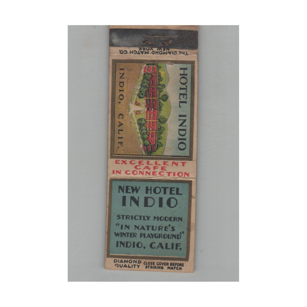 1920s-1930s Diamond Quality Matchbook Cover Hotel Indio  - Indio CA