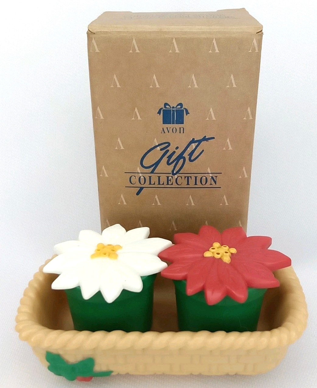 Vintage 1990s Avon Christmas Blossoms Salt & Pepper Shakers With Original Box