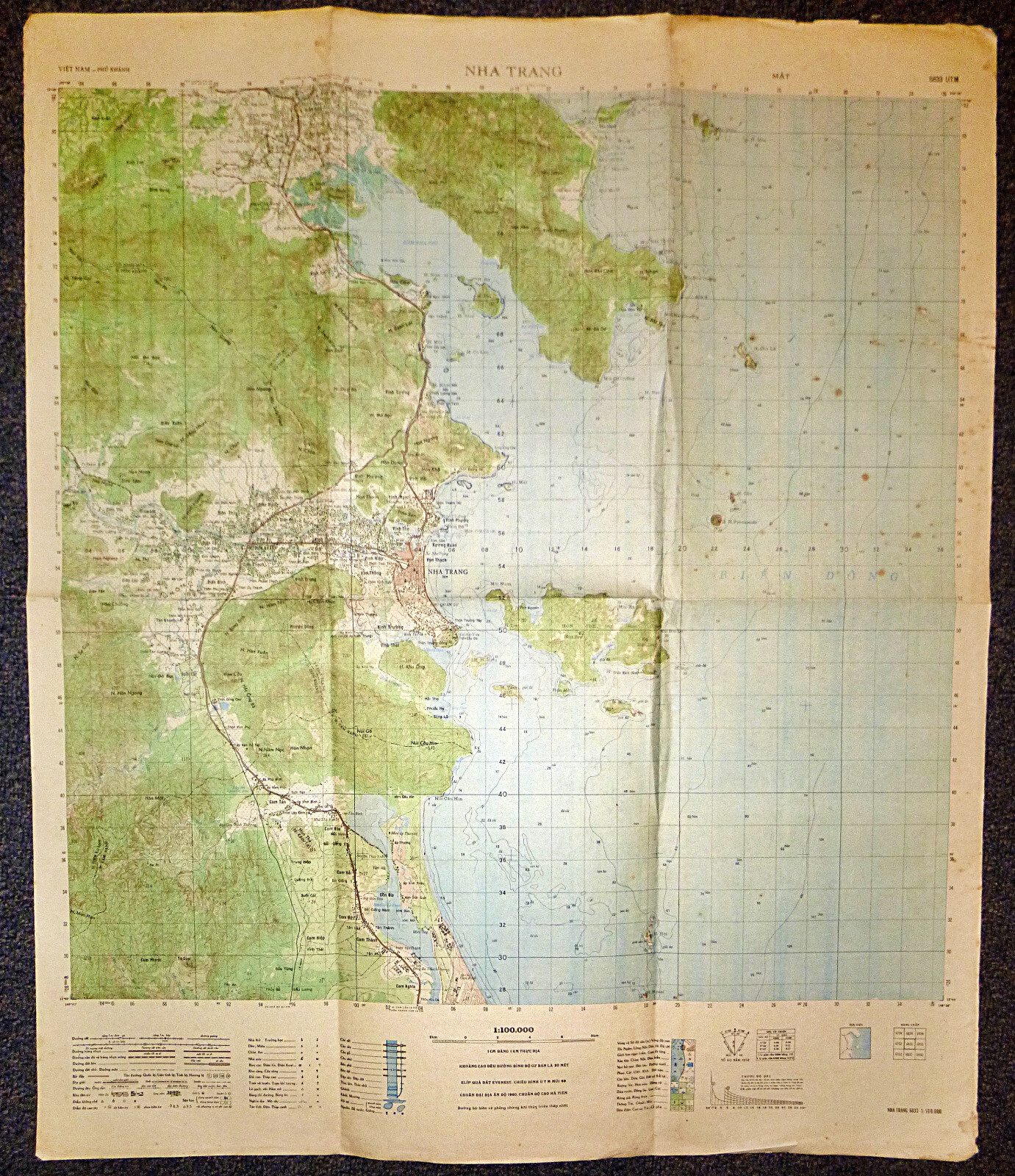NHA TRANG - Very Rare Viet Cong Map - 1970 - Marked 'SECRET' (MAT) - Vietnam War