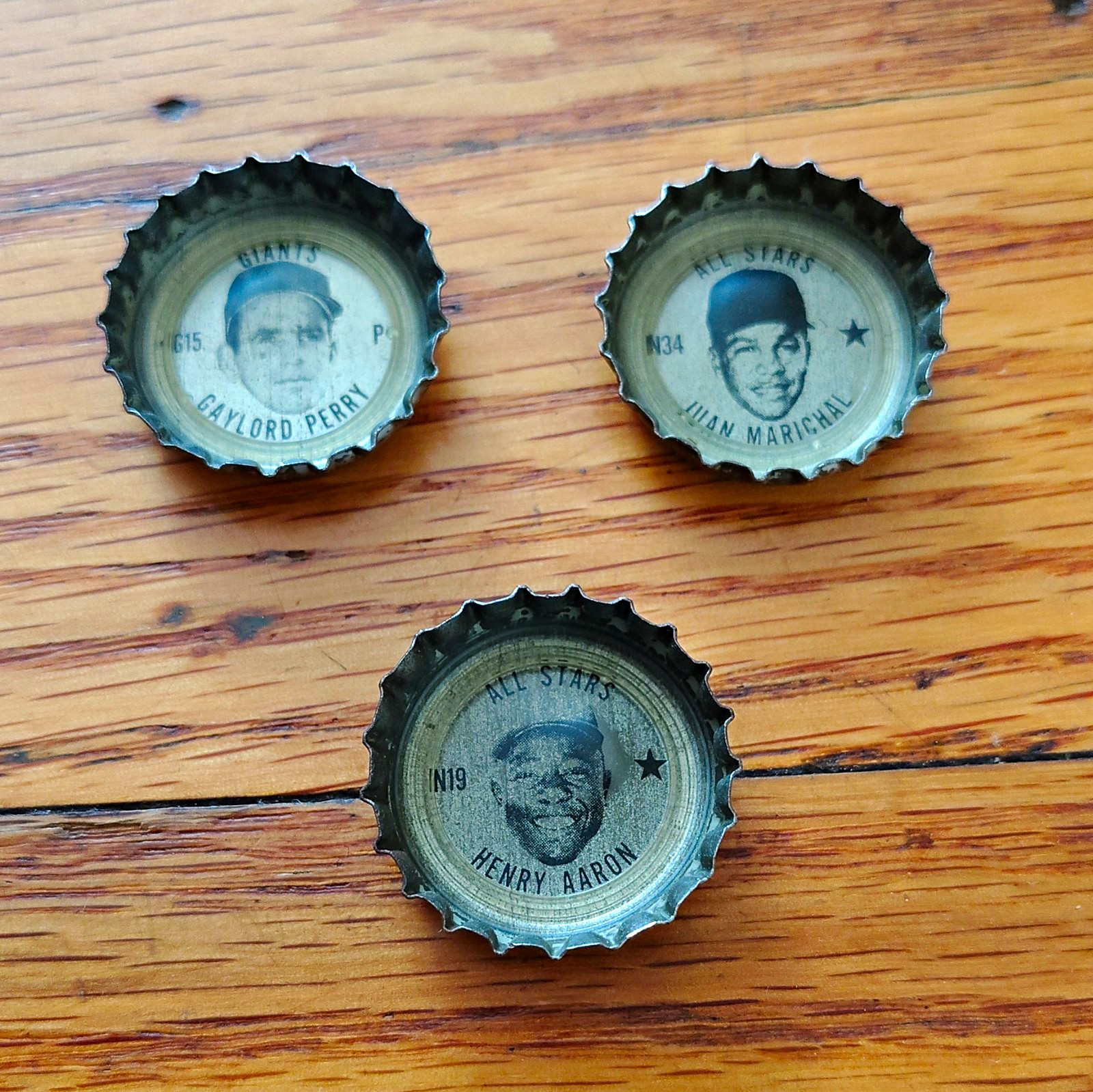 Coca-Cola Vintage Bottle Cap Advertising, Baseball - Perry, Marichal, Aaron Coca-Cola Vintage Bottle Cap Advertising, Baseball - Perry, Marichal, Aaron