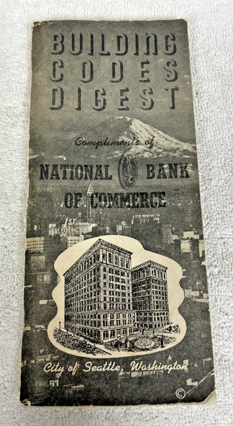 Vintage 1958-59 City Of Seattle Washington Building Codes Digest Booklet Vintage 1958-59 City Of Seattle Washington Building Codes Digest Booklet