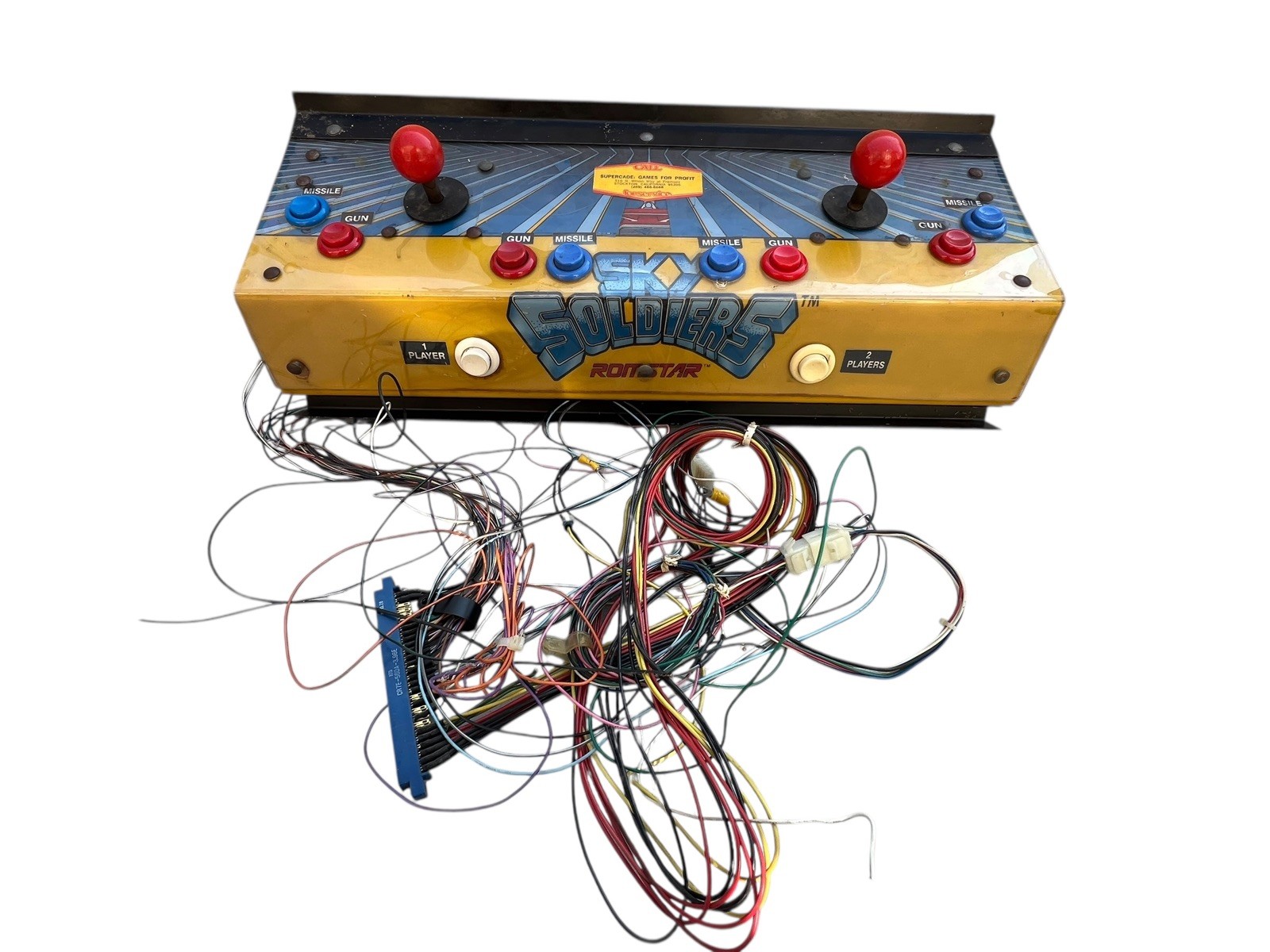 Vintage Cabinet Arcade Romstar Sky Soldiers Joystick Buttons Assembly AS IS 