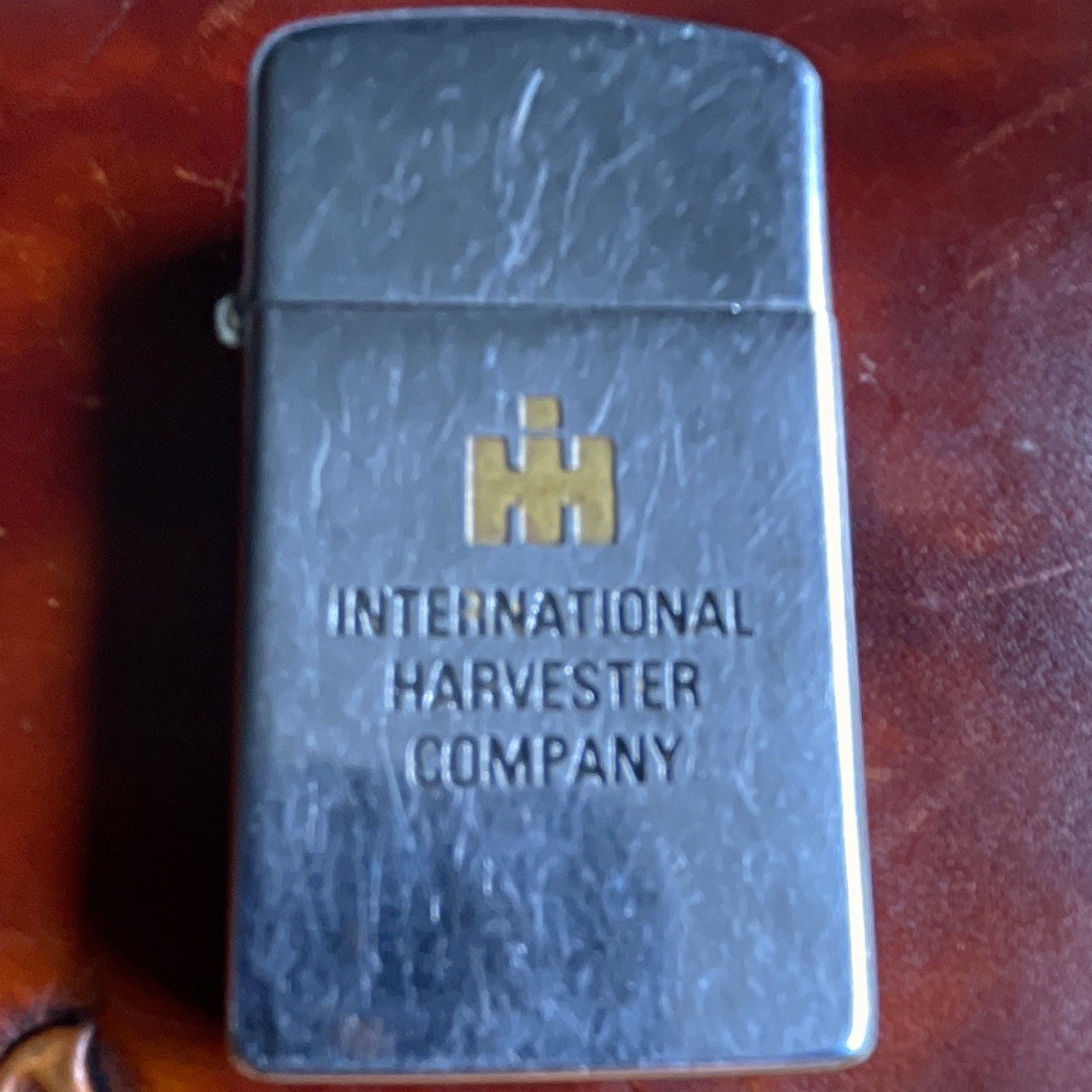 International Harvester IH Logo Flip Top Advertising Lighter Silver/Gold Japan