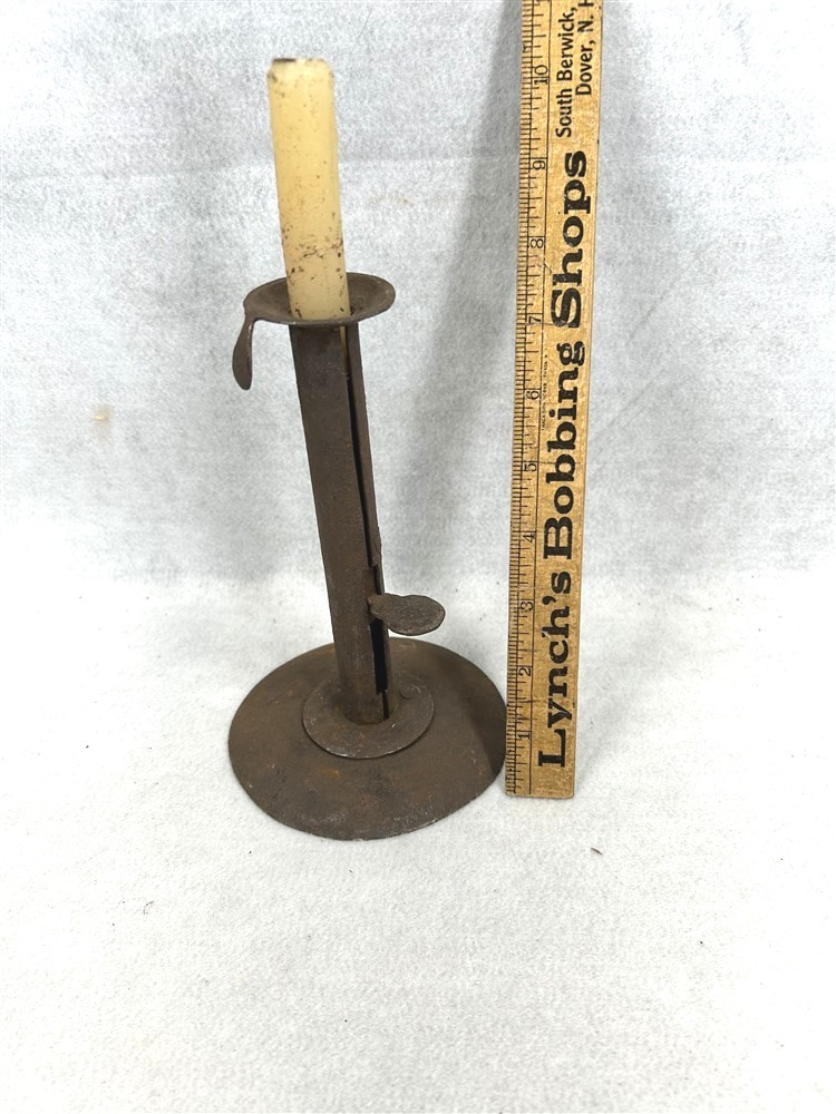 antique candle stick hog scraper push up tall 7.5 in primitive original 18th19th