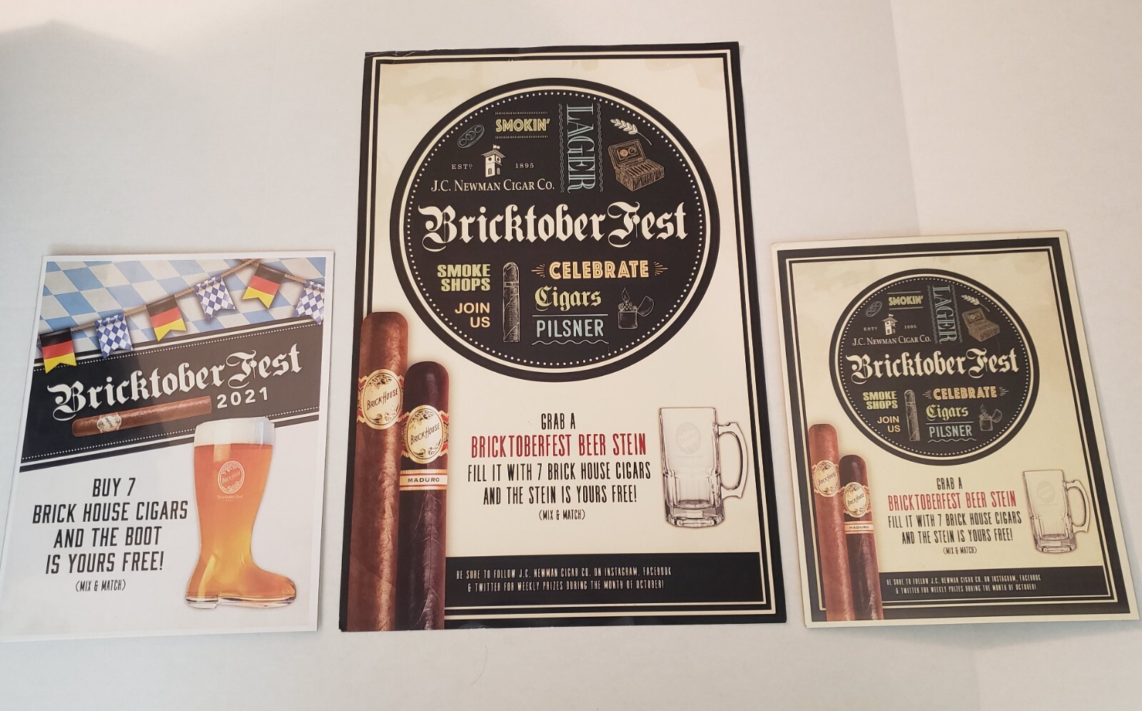 BRICK HOUSE CIGARS BRICKTOBER FEST 2020 & 2021 PROMO POSTERS - SET OF 3 (RARE) BRICK HOUSE CIGARS BRICKTOBER FEST 2020 & 2021 PROMO POSTERS - SET OF 3 (RARE)