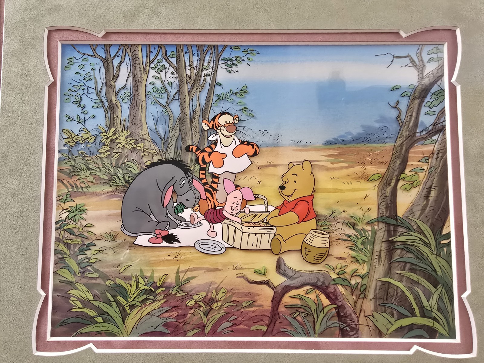 Disney Winnie The Pooh Original Production Cel Setup & Key Master Background.  
