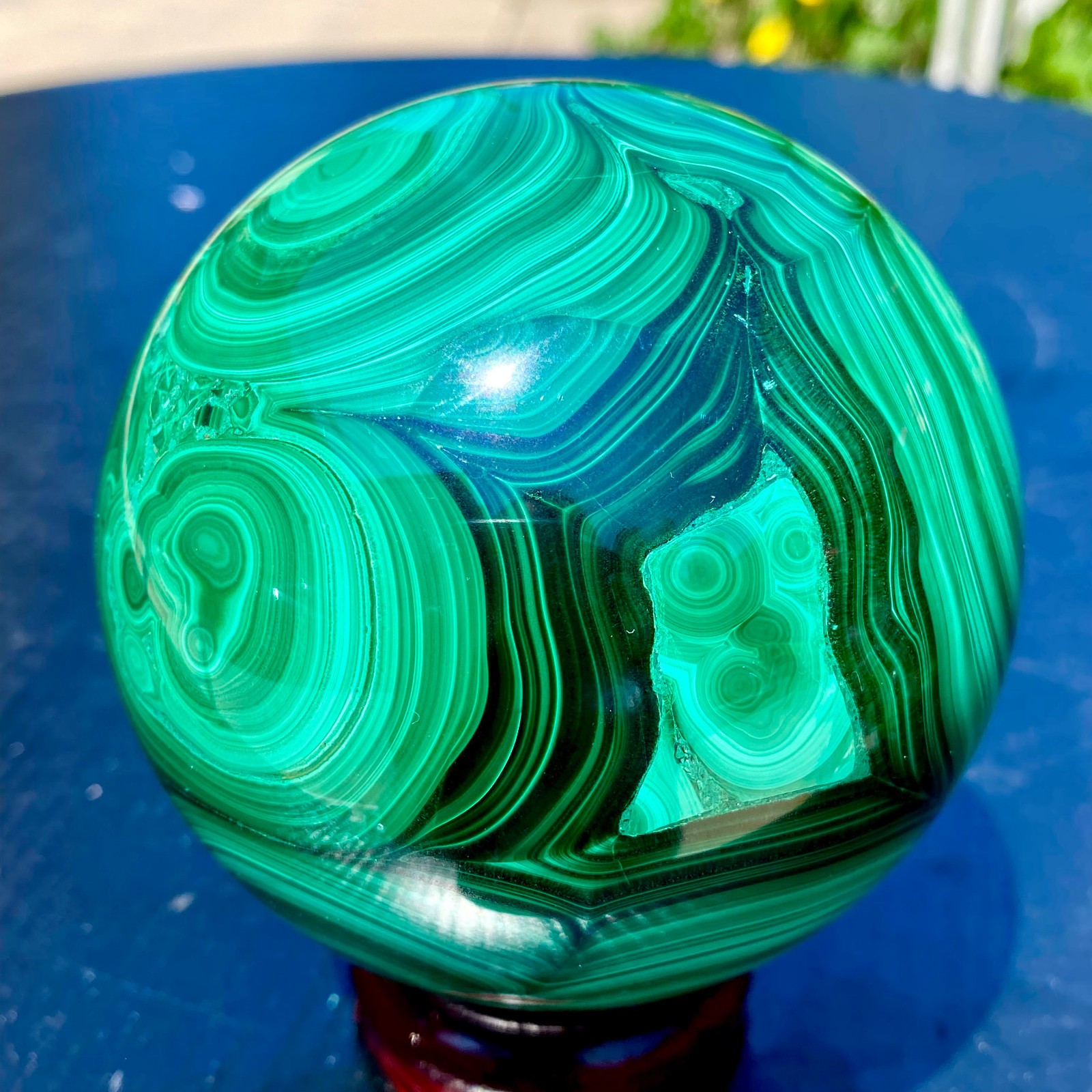 3LB Natural Malachite Quartz Sphere Energy Crystal Ball Reiki Gift Decor Gem