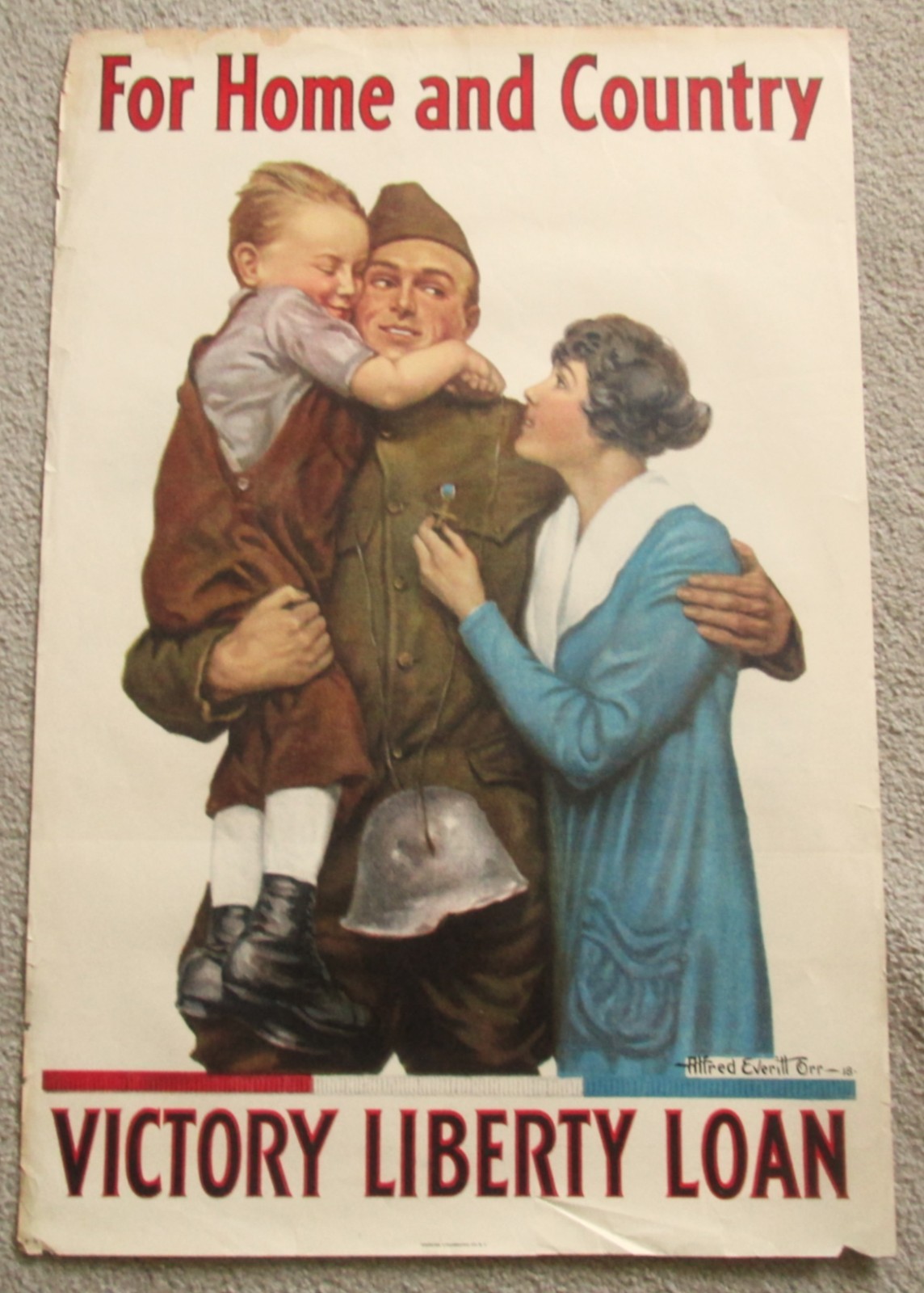 Original 1918 WW1 Poster FOR HOME and COUNTRY VICTORY LIBERTY LOAN by Alfred Orr Original 1918 WW1 Poster FOR HOME and COUNTRY VICTORY LIBERTY LOAN by Alfred Orr