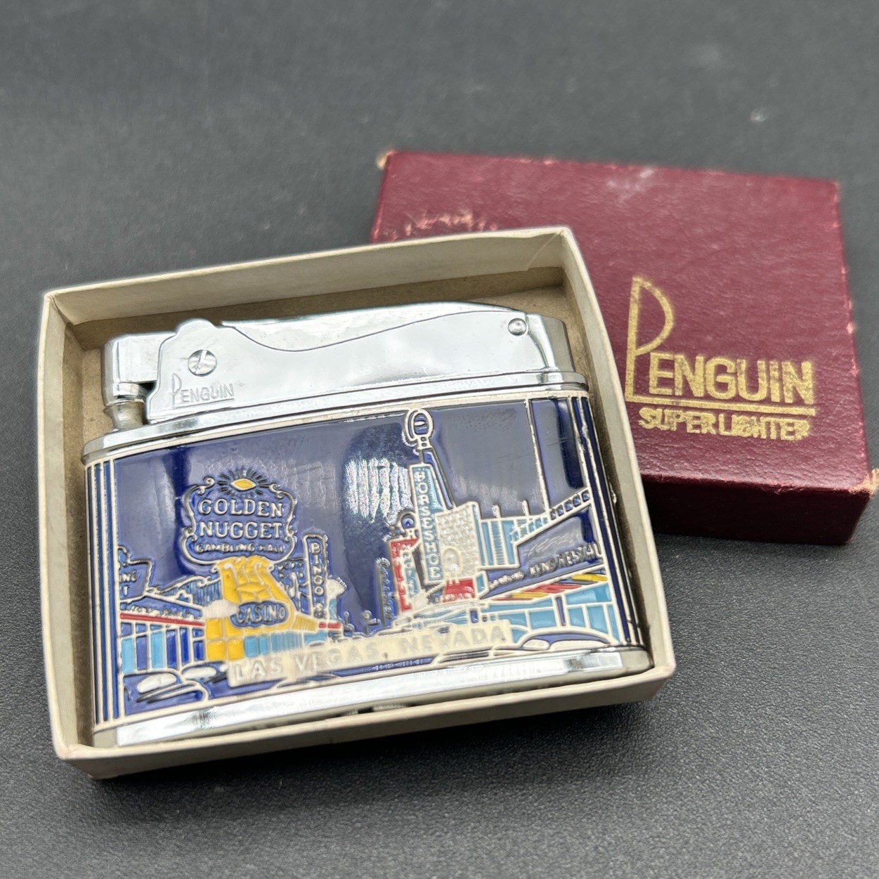 New - Vintage Penguin Super Lighter Las Vegas, Nevada Lighter W/Box - Unfired New - Vintage Penguin Super Lighter Las Vegas, Nevada Lighter W/Box - Unfired