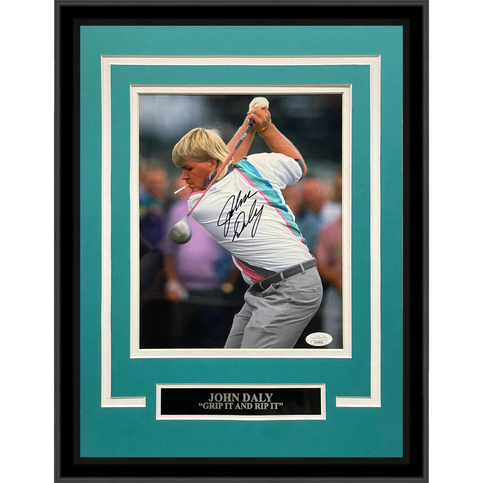 John Daly Autographed Golf (Smoking Cigarette) Deluxe Framed 8x10 Photo - JSA John Daly Autographed Golf (Smoking Cigarette) Deluxe Framed 8x10 Photo - JSA