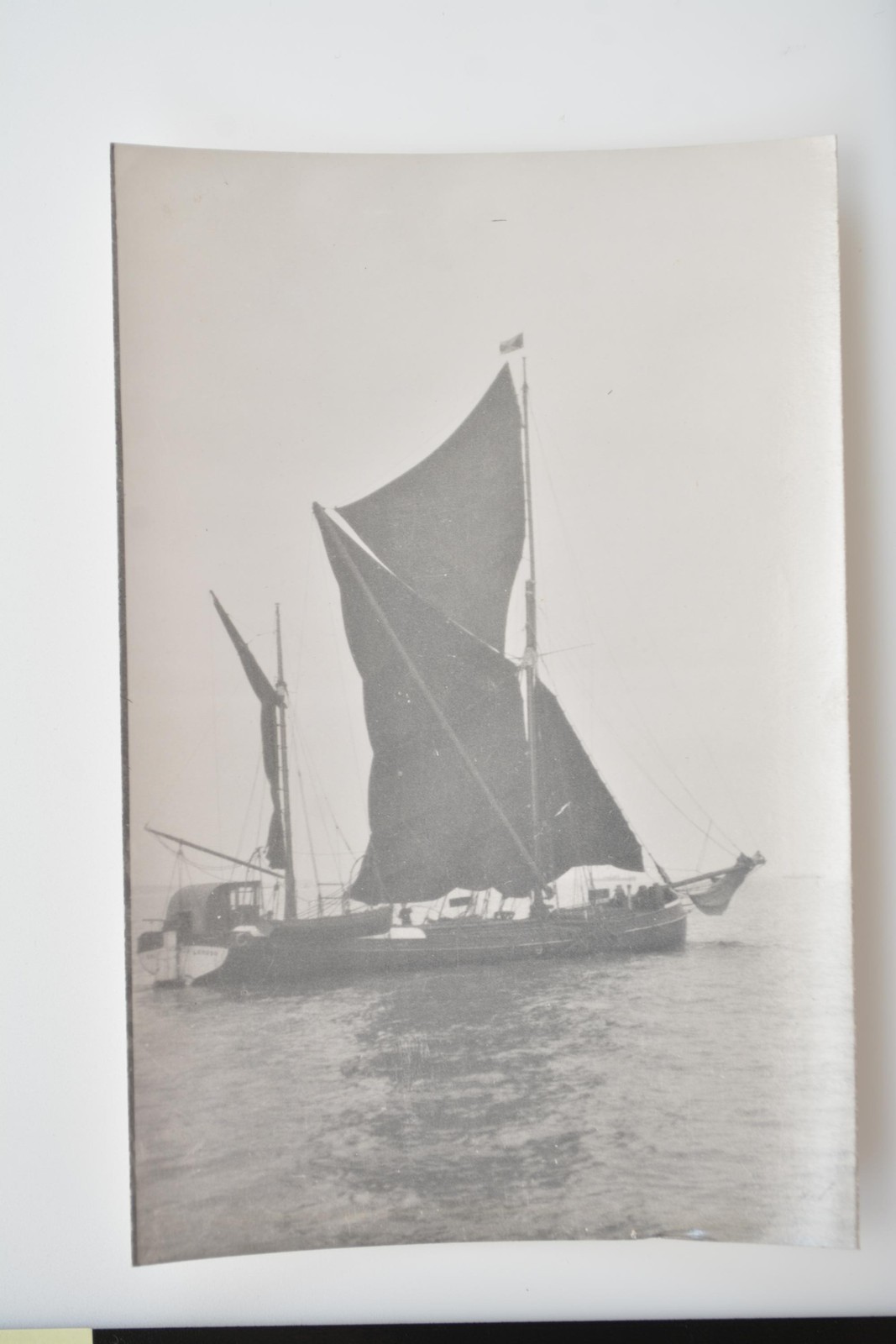 Thames Sailing Barge Britisher Under Sail Water VTG Photo