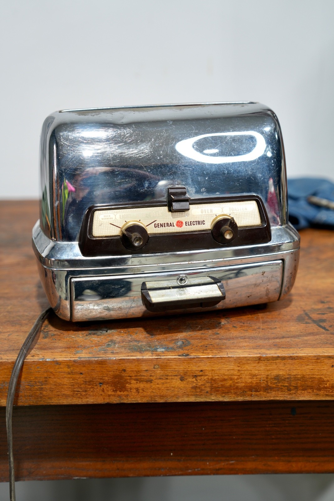 Vintage CHROME BAKELITE General Electric TOASTER OVEN COMBO- 1950\'s Parts Repair