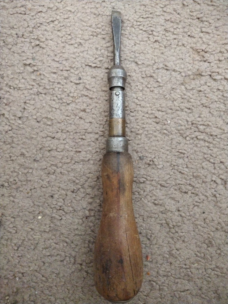 Antique Goodell Bro's Shelburne Falls Mass Spiral Wood Screwdriver Patented 1890 Antique Goodell Bro's Shelburne Falls Mass Spiral Wood Screwdriver Patented 1890