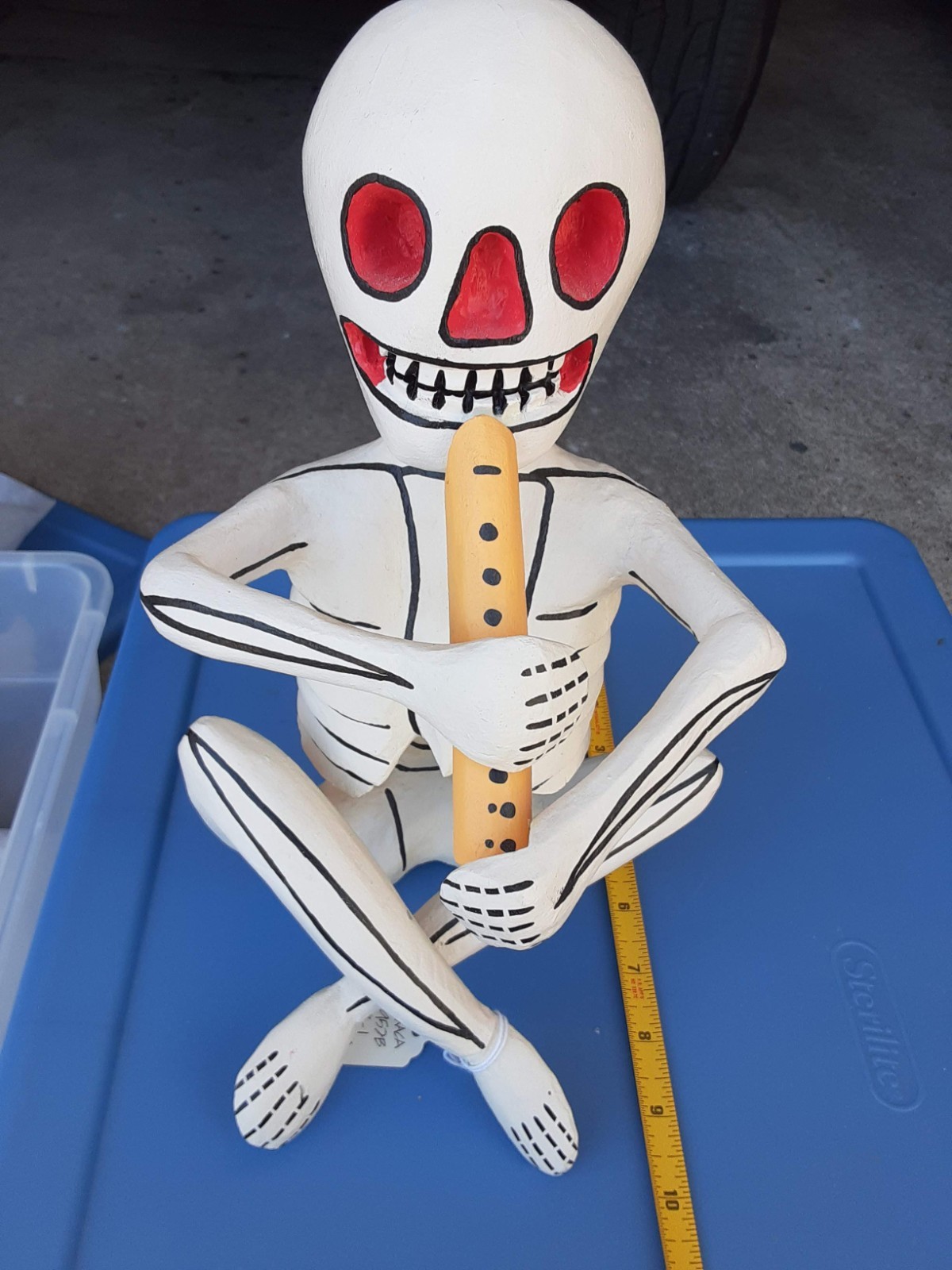 Handcarved Skeleton Oaxaca Mexican Folk Art Day of the Dead Rare Signed 14