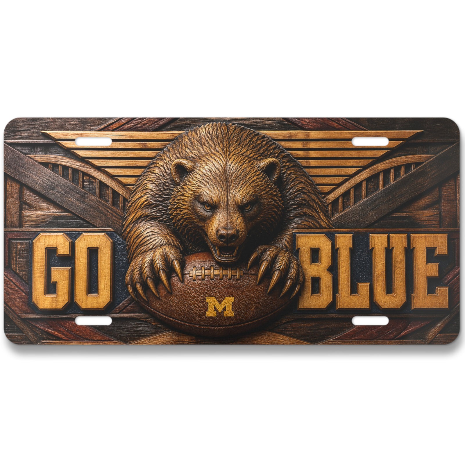 Michigan Wolverines Go Blue License Plate Flat Aluminum Football Fan Decor Michigan Wolverines Go Blue License Plate Flat Aluminum Football Fan Decor