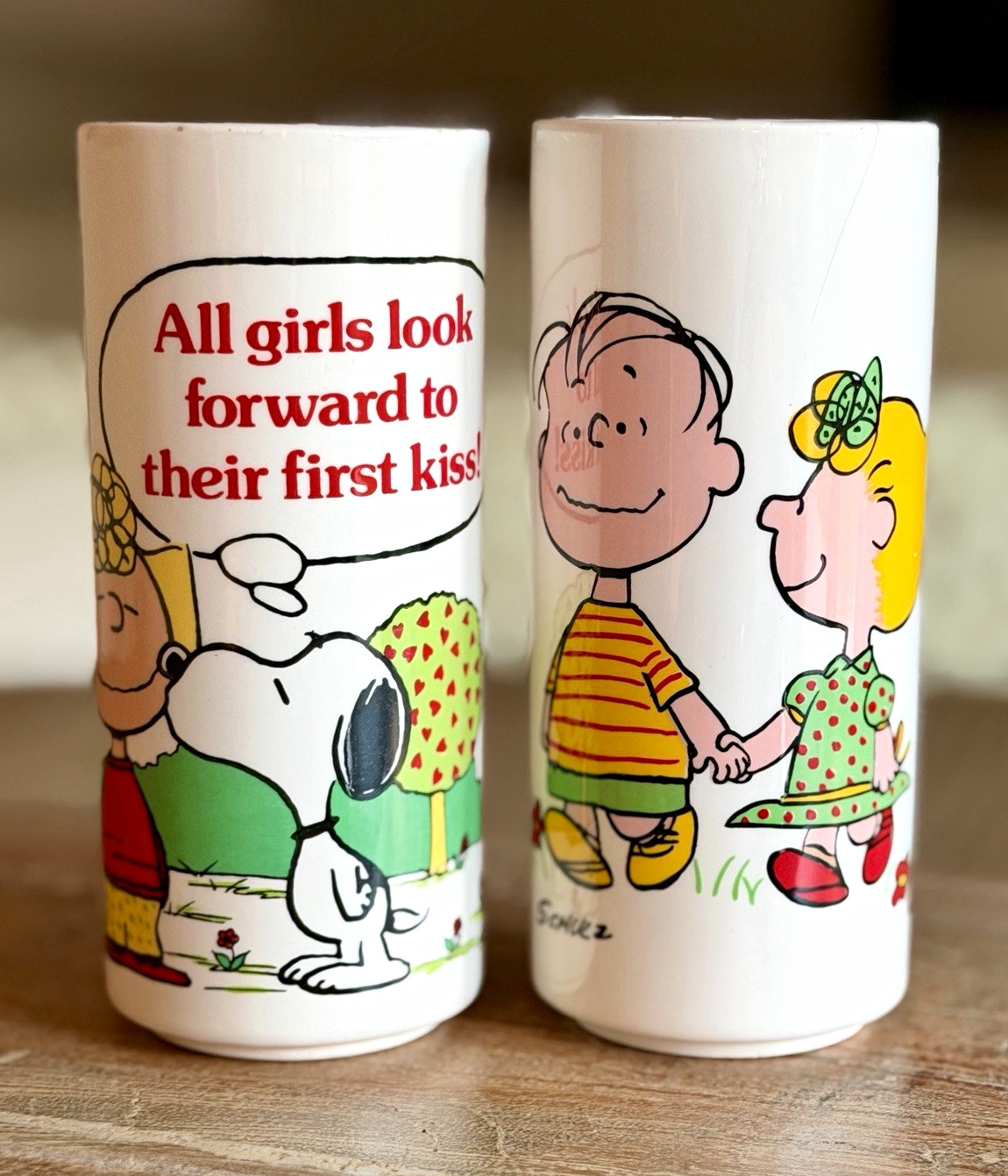 Vintage 1970s Peanuts Snoopy Linus Sally Bud Vases Determined Pair Vintage 1970s Peanuts Snoopy Linus Sally Bud Vases Determined Pair