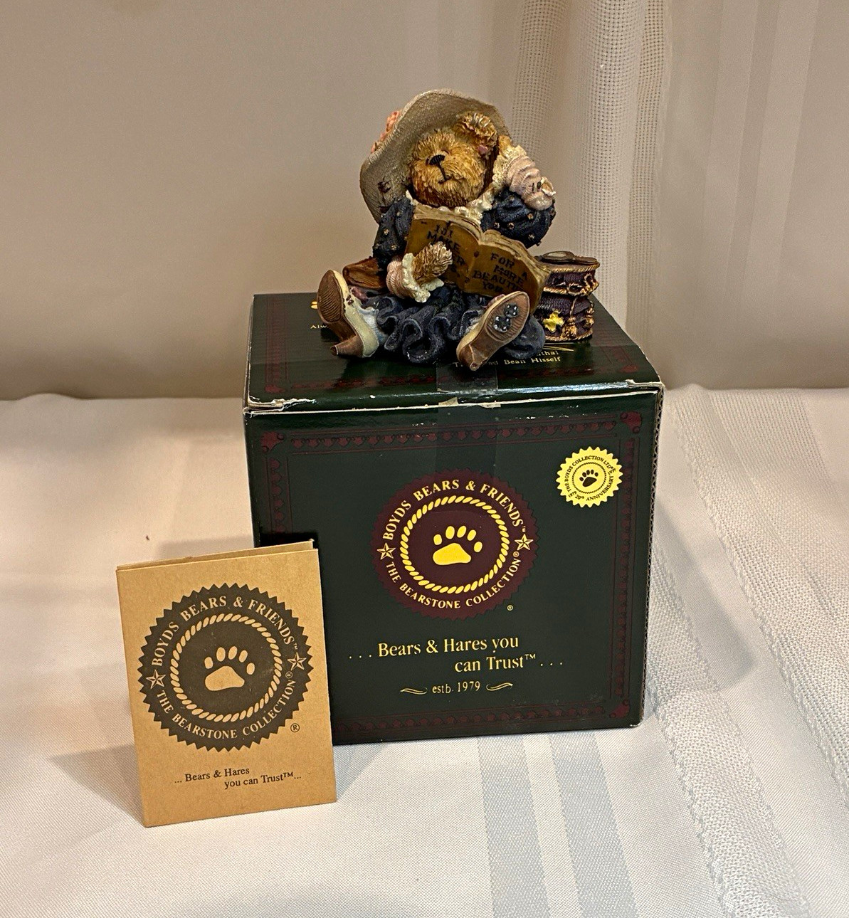 Boyds Bears Bearstone Prissy La Vogue Bear Figurine Resin Painted Boxed 4in 1999