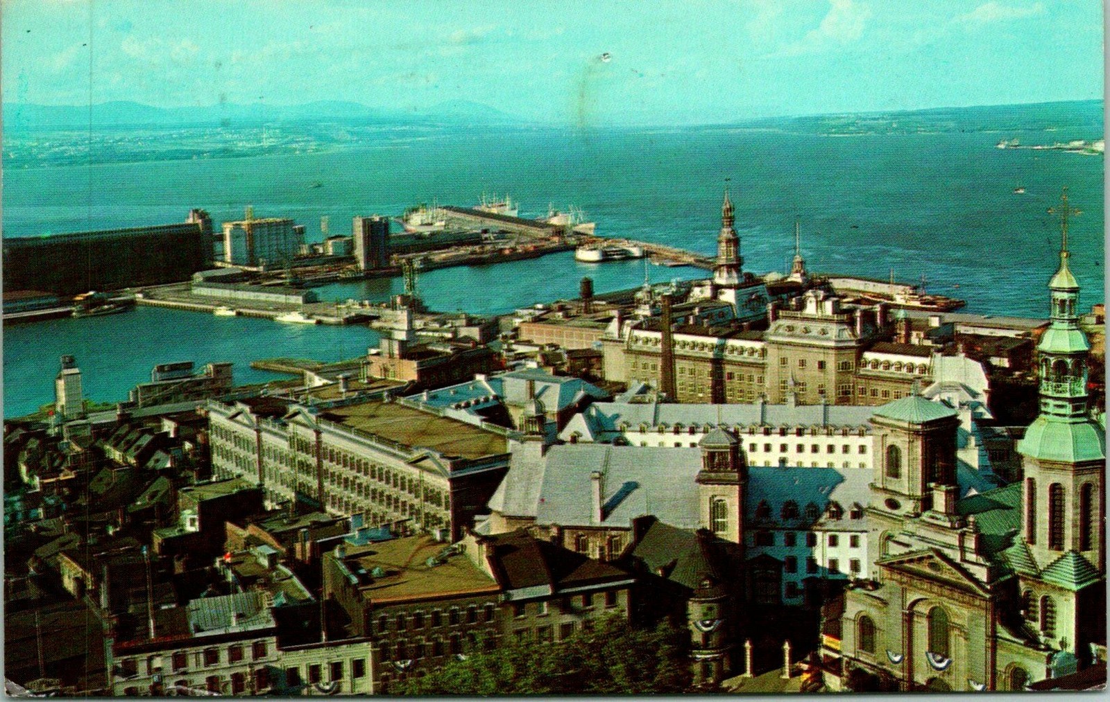 Quebec City PQ Canada Harbour Port Postcard Used (33354)