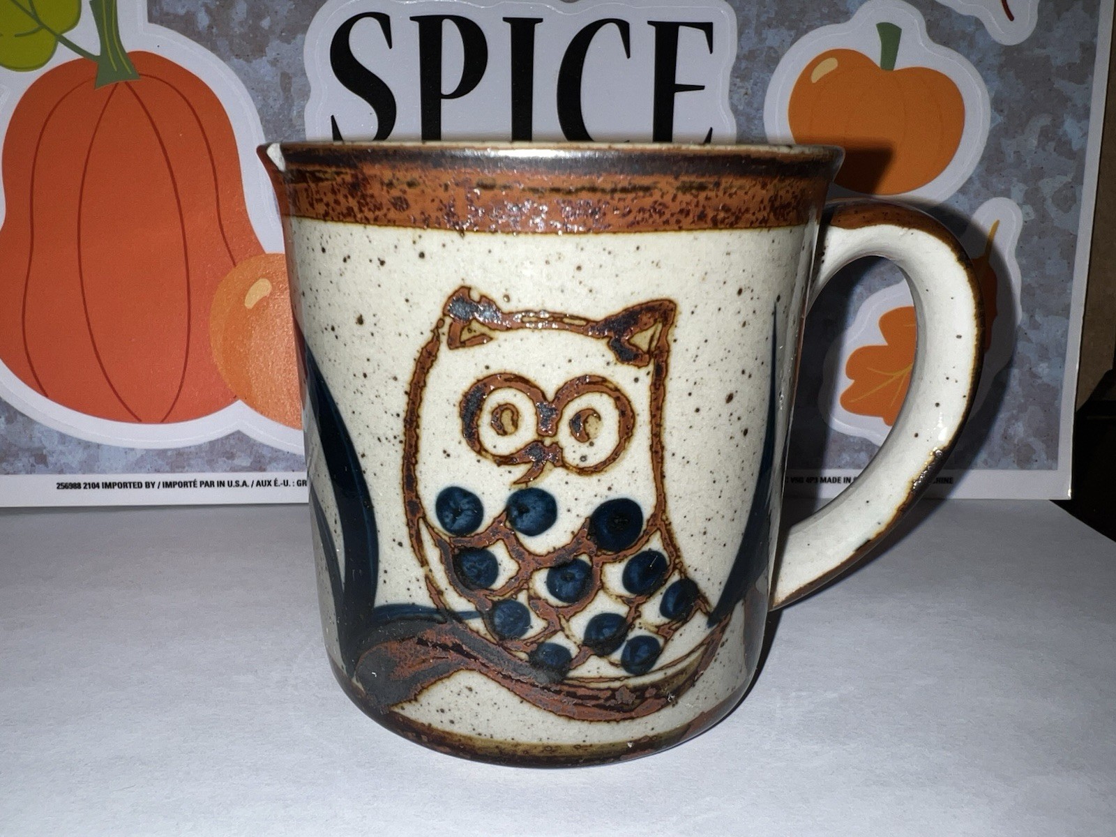 Vintage Takahashi San Francisco 1970s Speckled Stoneware Owl Mug - As Is Vintage Takahashi San Francisco 1970s Speckled Stoneware Owl Mug - As Is
