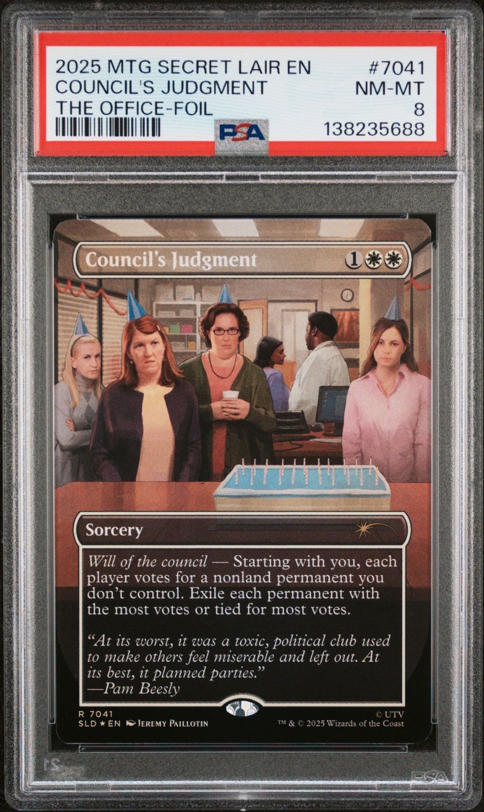 2025 MTG Secret Lair Dwight Schrute Office Foil #7041 PSA 8 Council's Judgment 2025 MTG Secret Lair Dwight Schrute Office Foil #7041 PSA 8 Council's Judgment