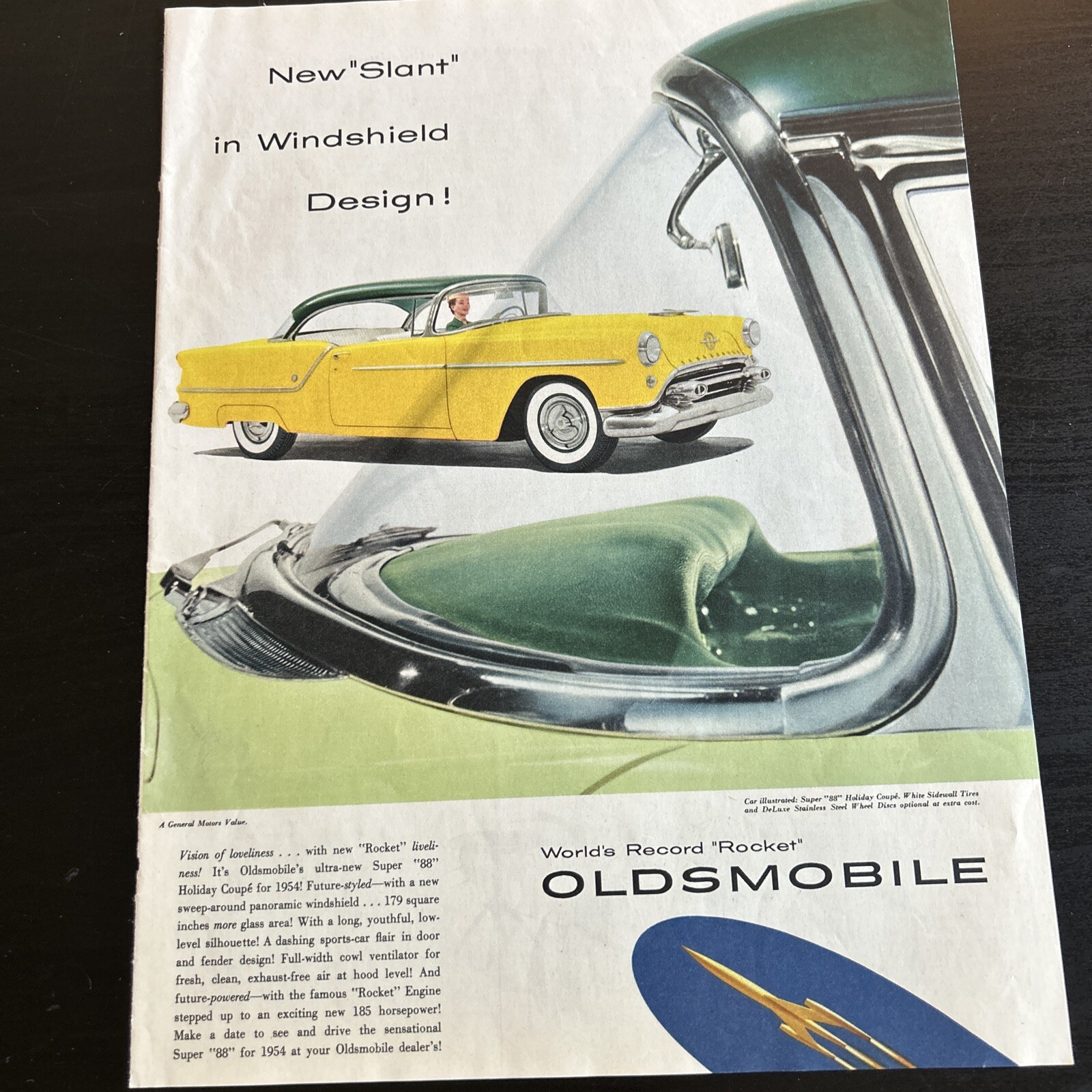 Car Newspaper Print Ad Oldsmobile Vintage 1954 Saturday Evening Post Large