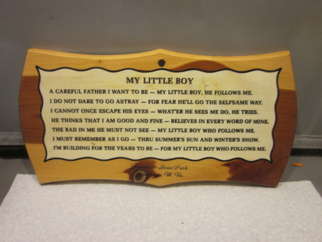 Vintage Wood Souvenir Of GRANDVIEW STATE PARK W.VA. Plaque MY LITTLE BOY