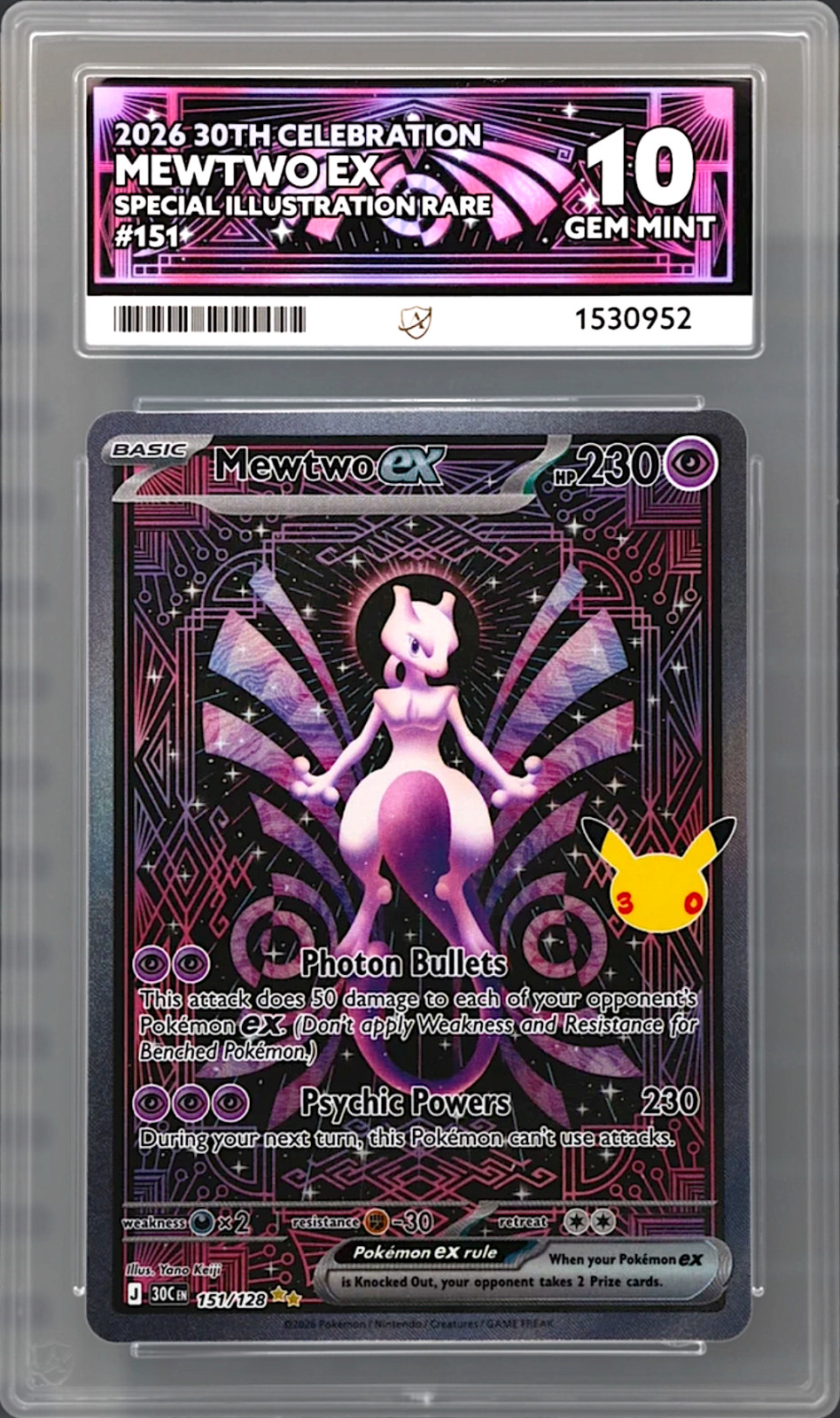 ACE 10 30th Mewtwo 151 /128 ex PERFECT Celebration Anniversary SIR Pokemon PSA