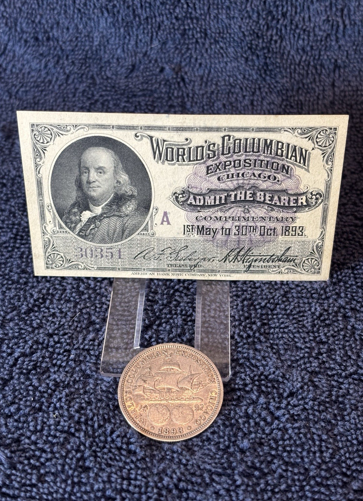 1893 World’s Columbian Exposition Admission Ticket & Silver Half Dollar Coin 1893 World’s Columbian Exposition Admission Ticket & Silver Half Dollar Coin