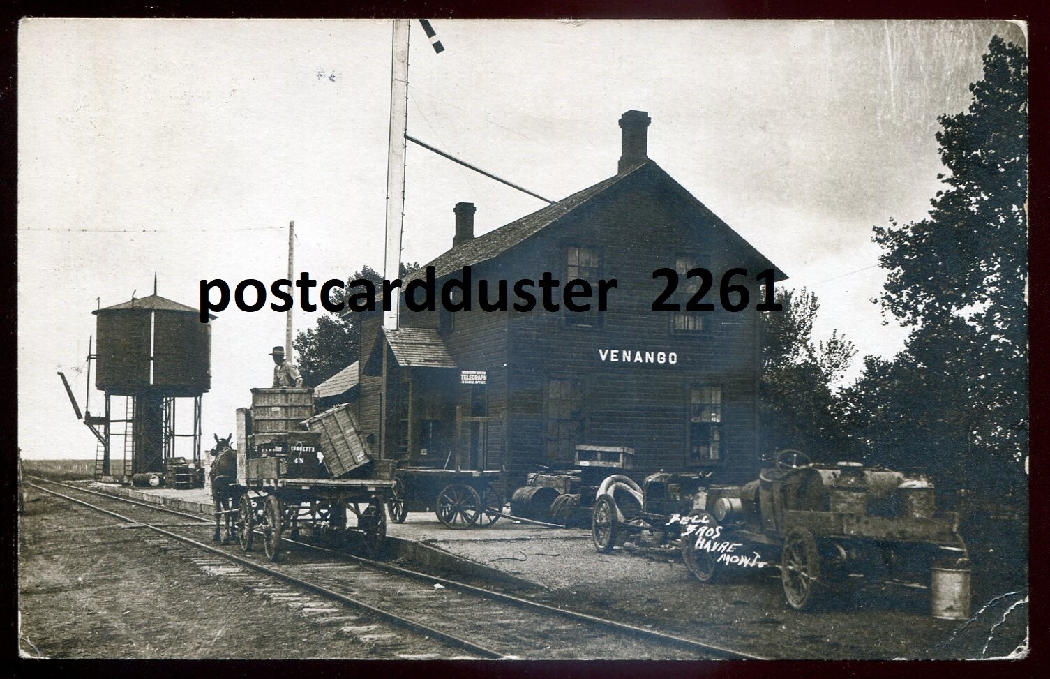 VENANGO Nebraska 1910s Train Station. Real Photo Postcard by Bell