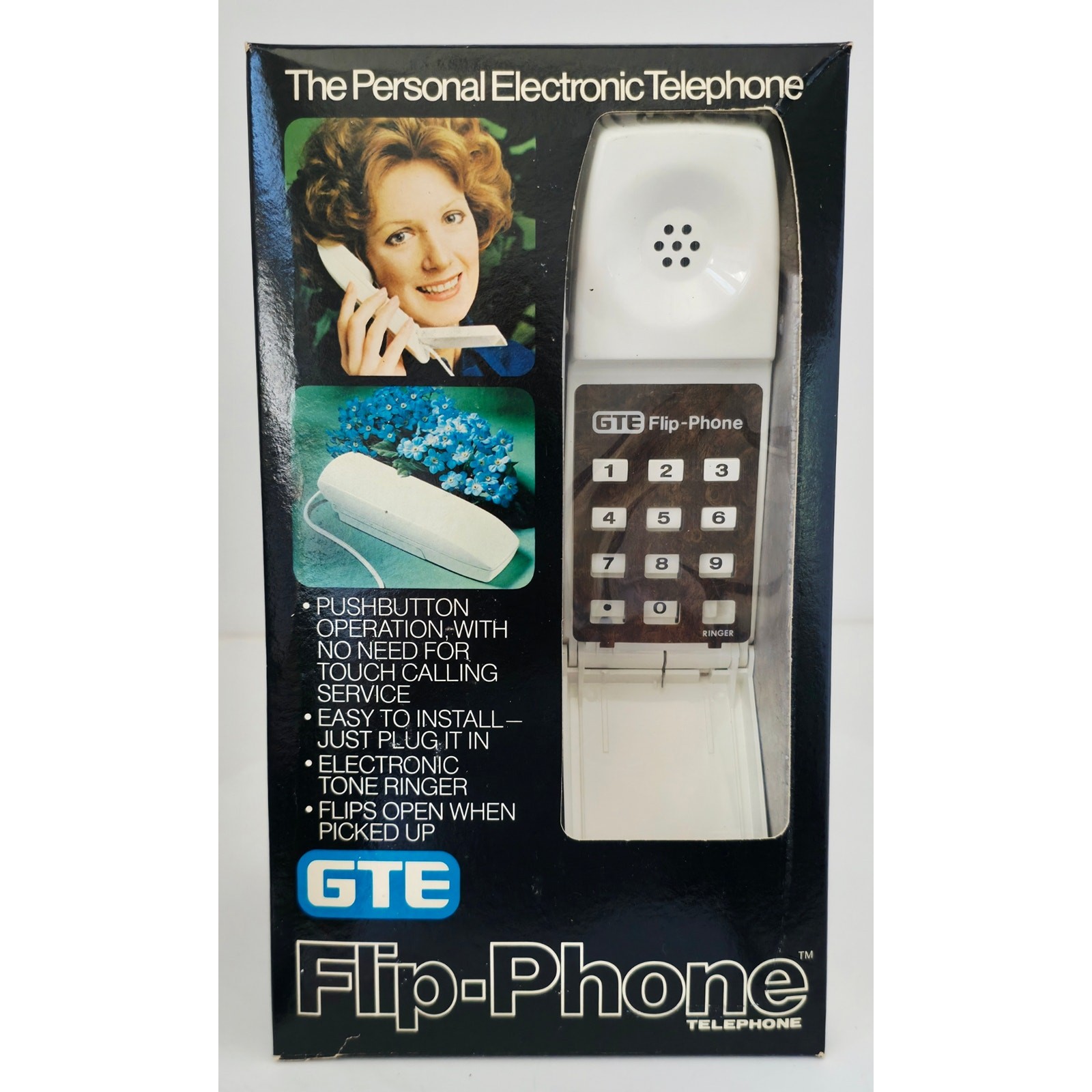 VINTAGE *NEW* 1970's GTE White Flip-Phone Telephone VINTAGE *NEW* 1970's GTE White Flip-Phone Telephone