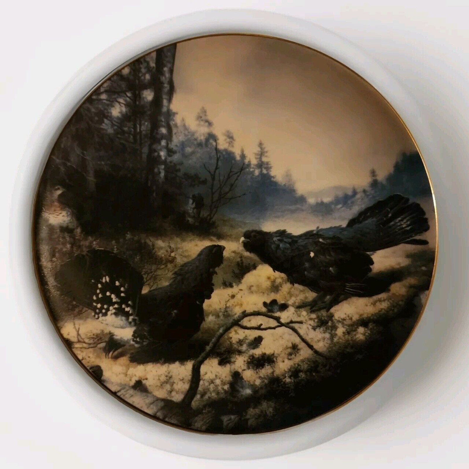 Arabia Finland Von Wright Plate Fighting Wood Grouse Birds Arabia Finland Von Wright Plate Fighting Wood Grouse Birds